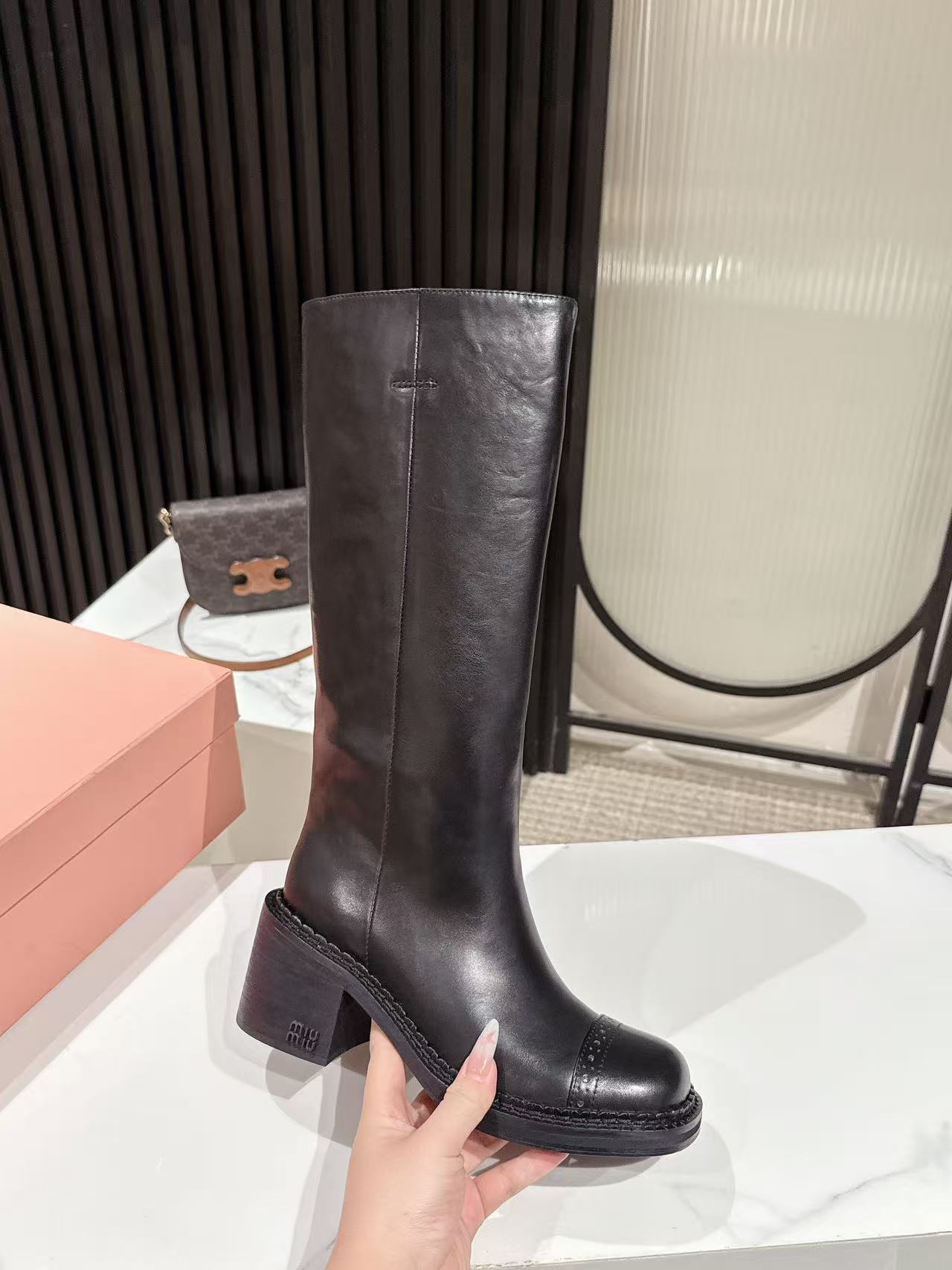 Miu Miu 2026 High Boot 50mm Black Calfskin 621332