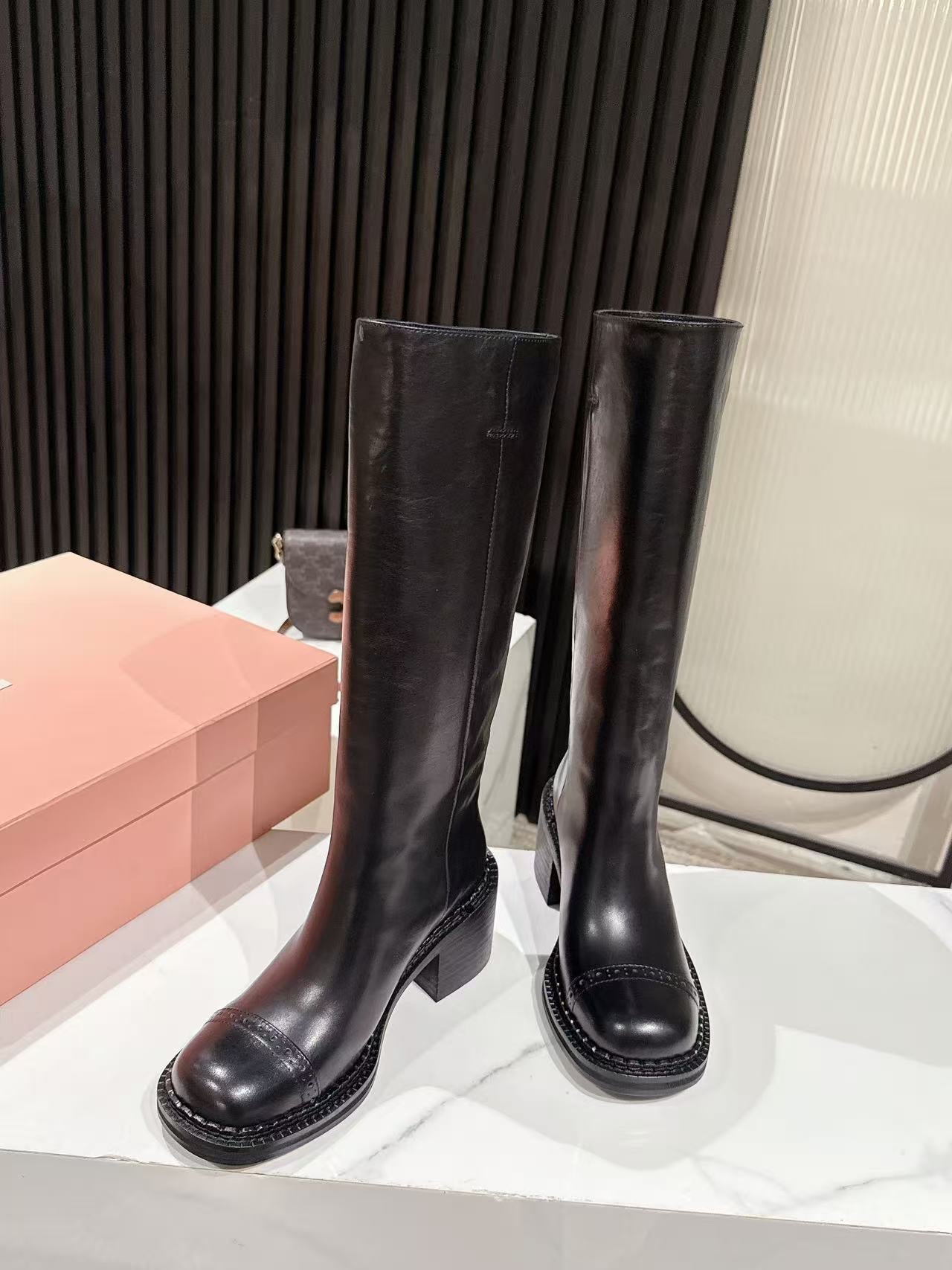 Miu Miu 2026 High Boot 50mm Black Calfskin 621332