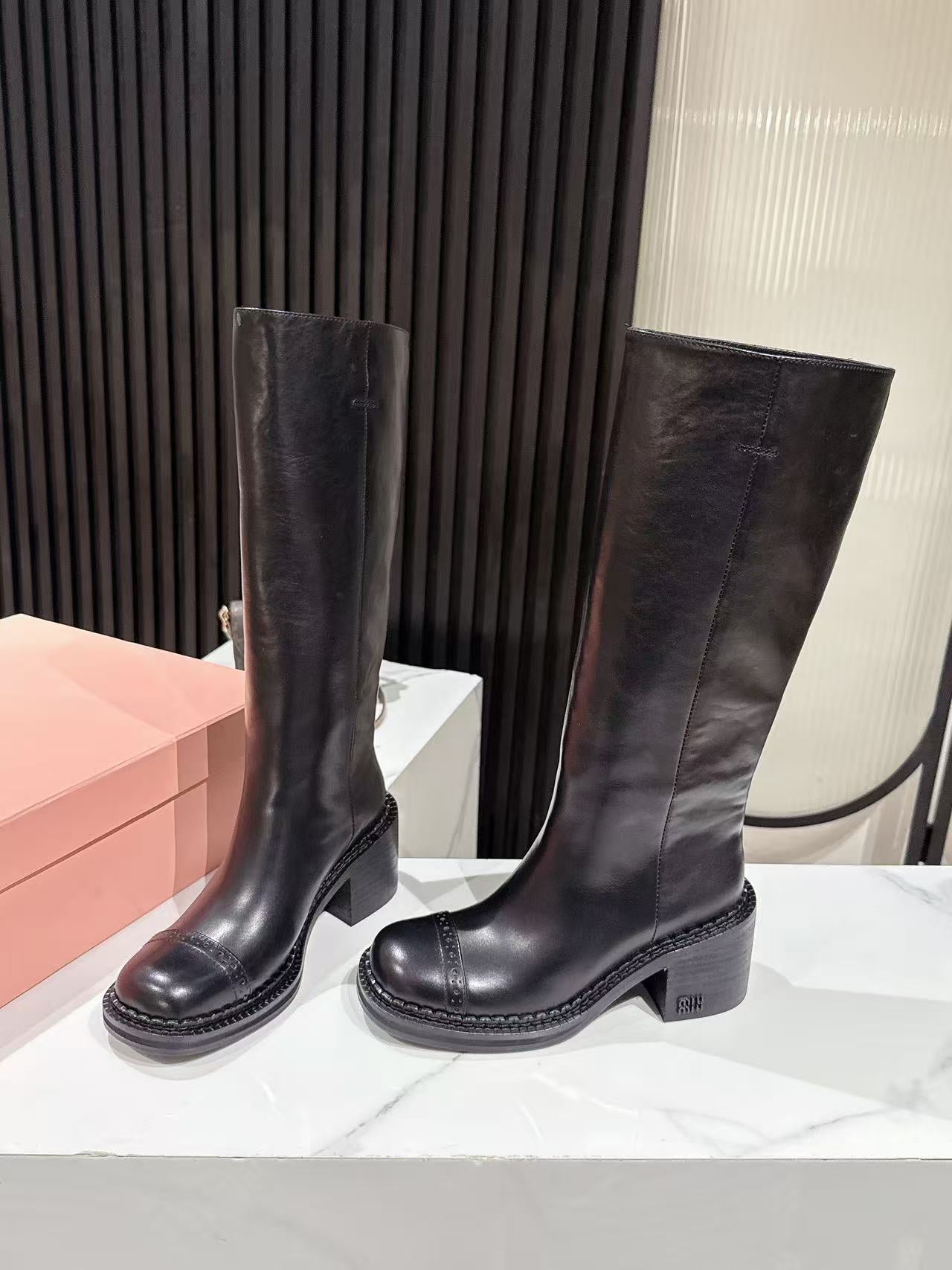 Miu Miu 2026 High Boot 50mm Black Calfskin 621332
