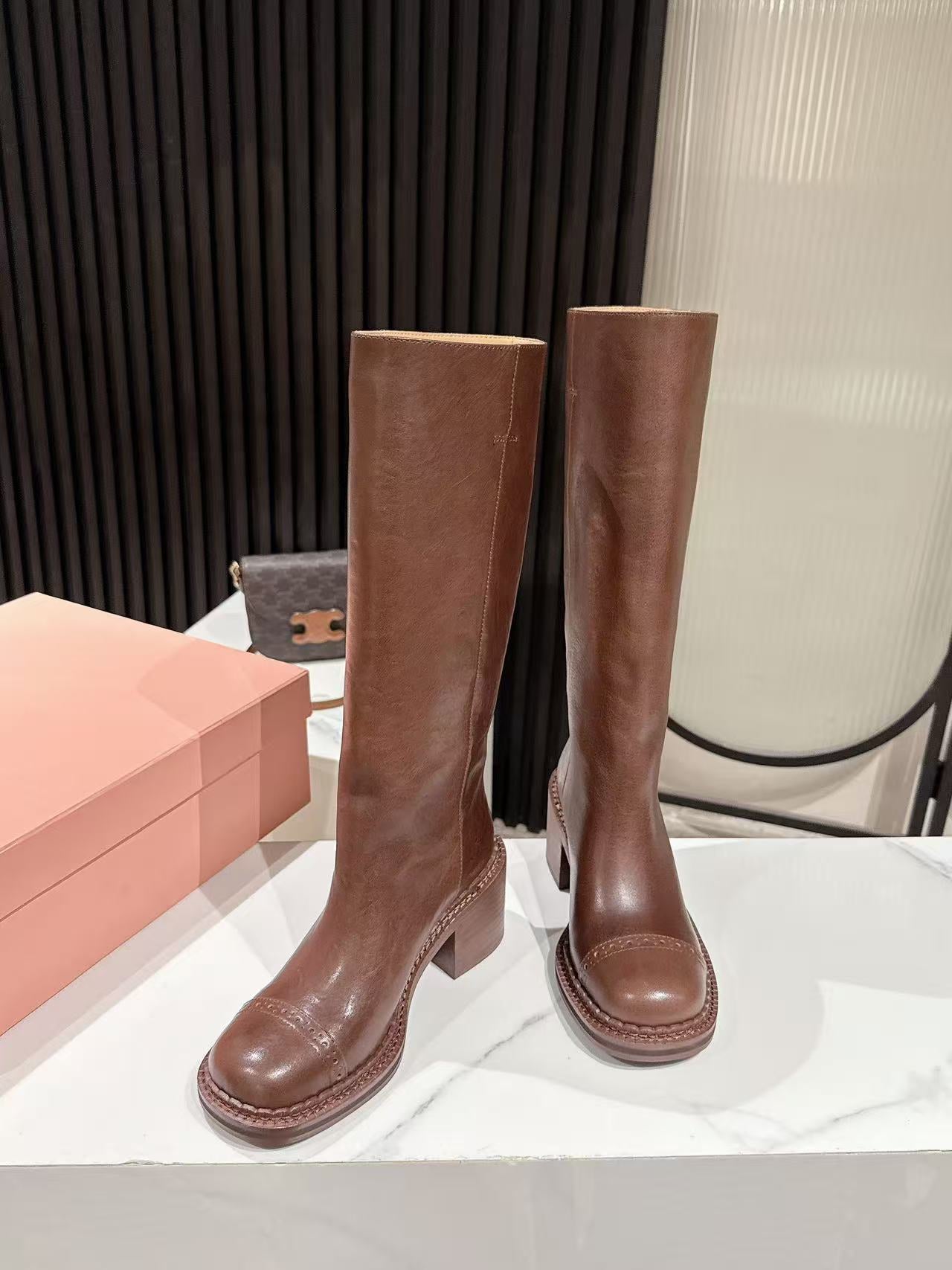 Miu Miu 2026 High Boot 50mm Brown Calfskin 621333