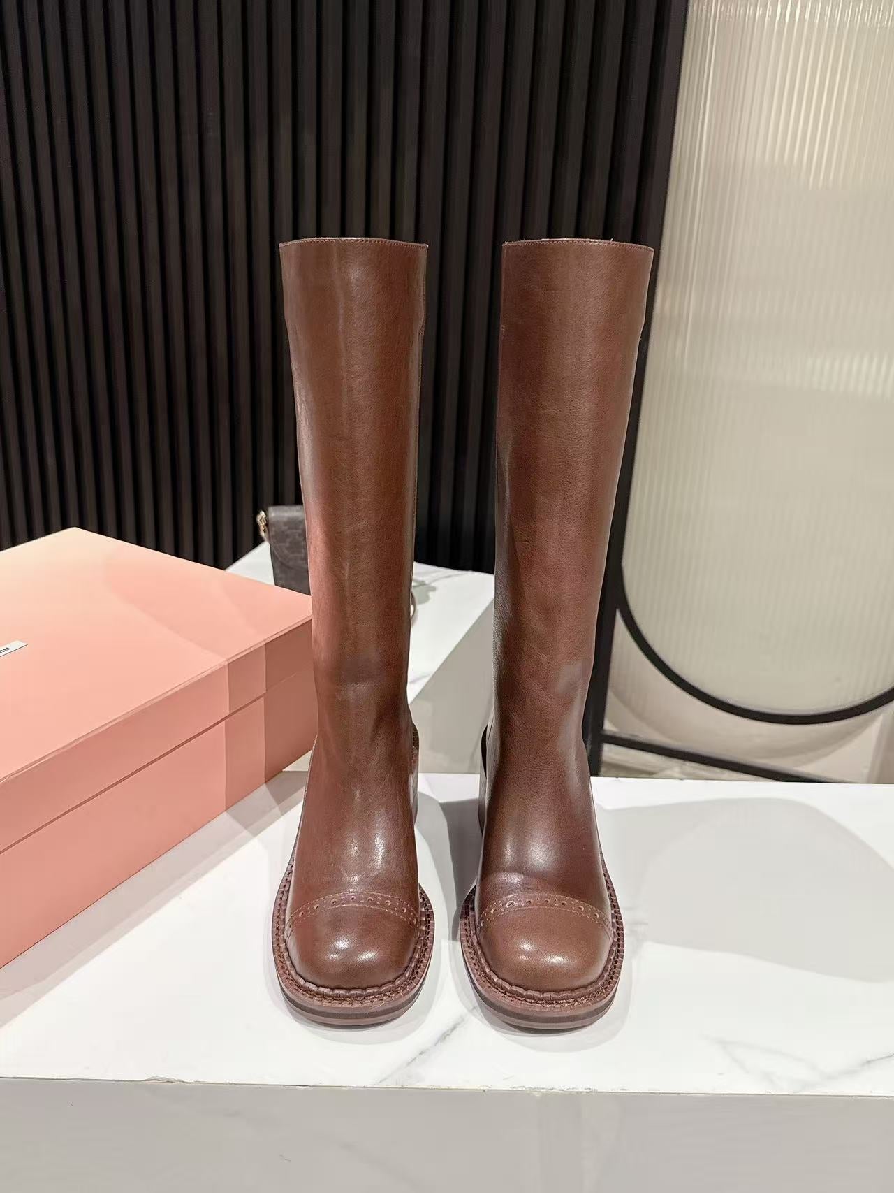 Miu Miu 2026 High Boot 50mm Brown Calfskin 621333