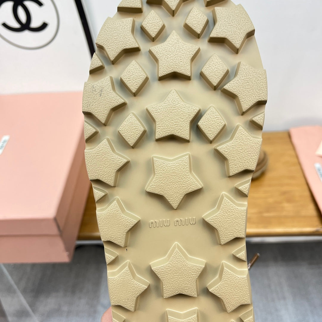 Miu Ankle Boots Brown Stone Yellow Suede