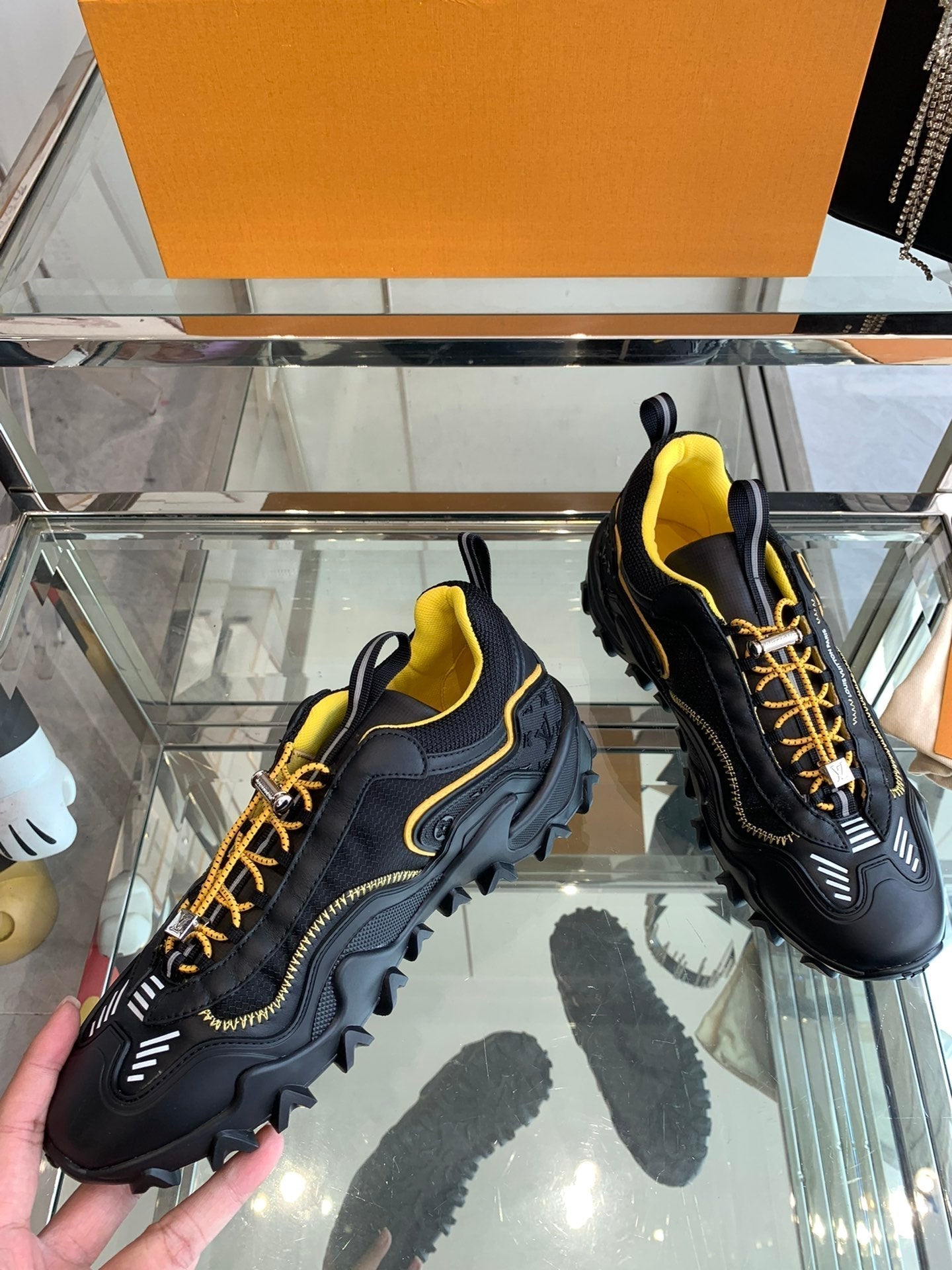 LV Rush Sneaker 40mm Black Yellow Cowhide