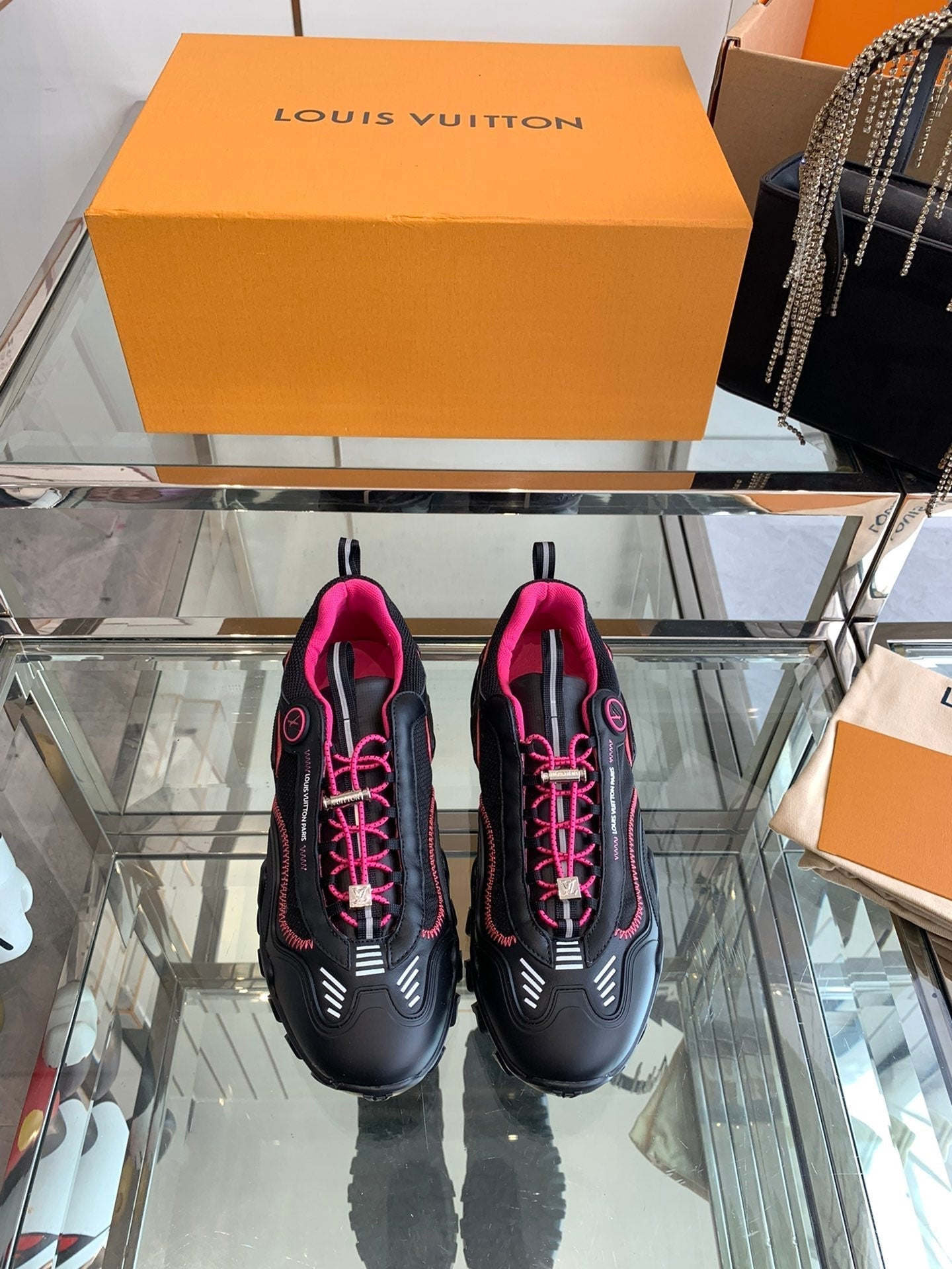 LV Rush Sneaker 40mm Black Pink Cowhide