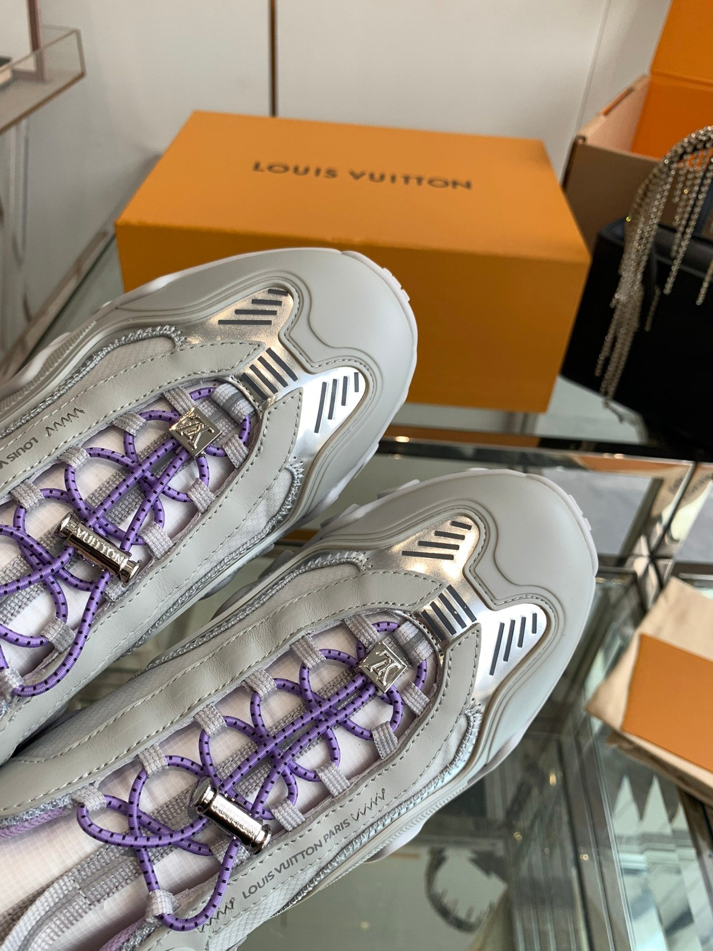 LV Rush Sneaker 40mm Grey Purple Cowhide