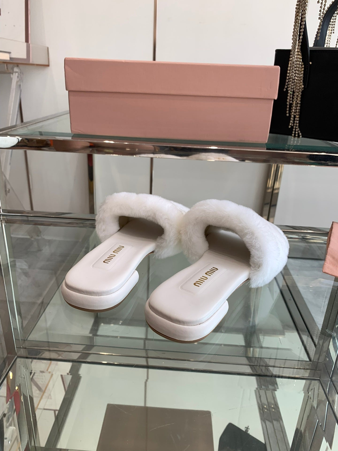 Miu Slippers White Super Soft Wool