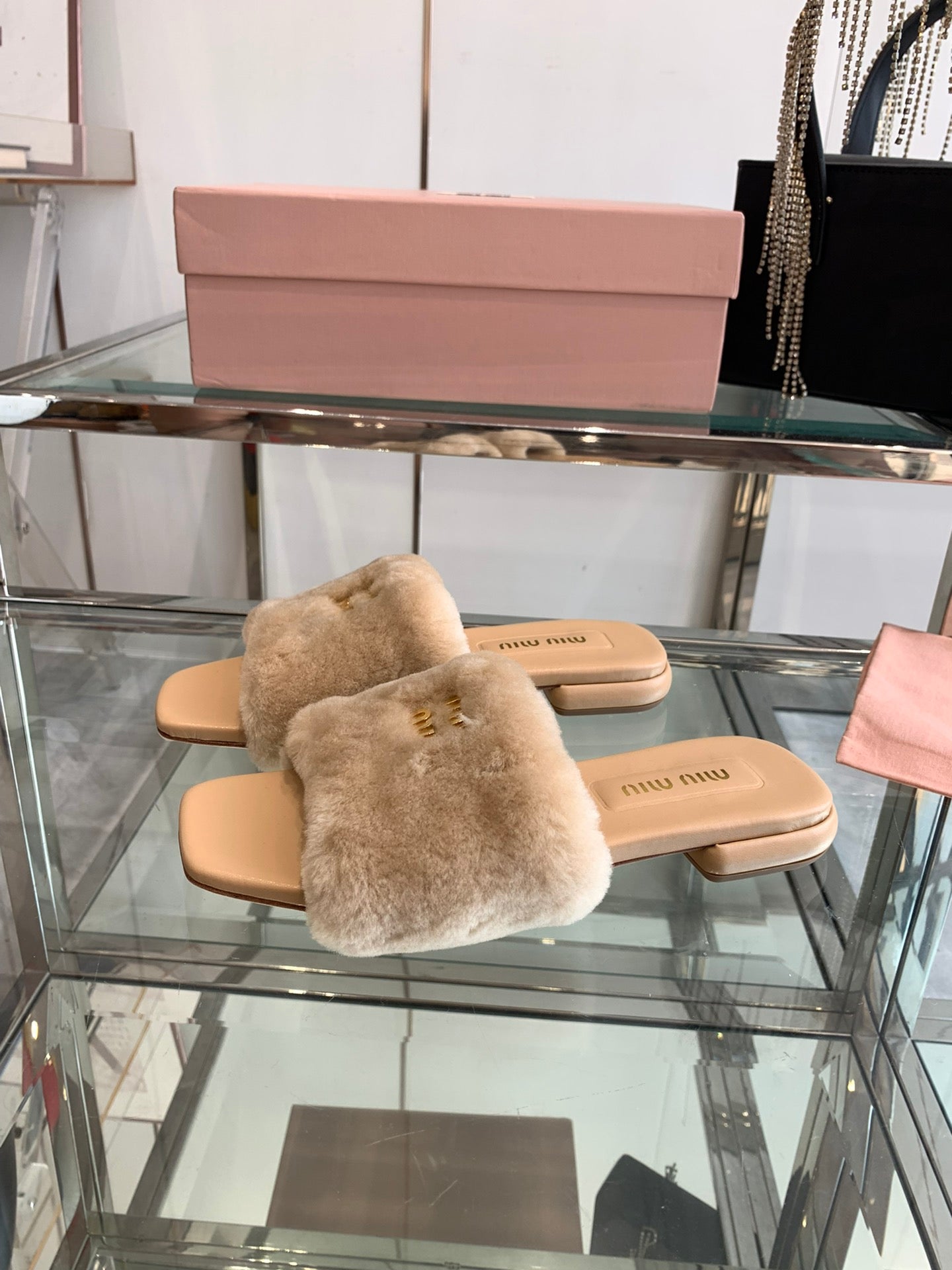 Miu Slippers Light Brown Super Soft Wool