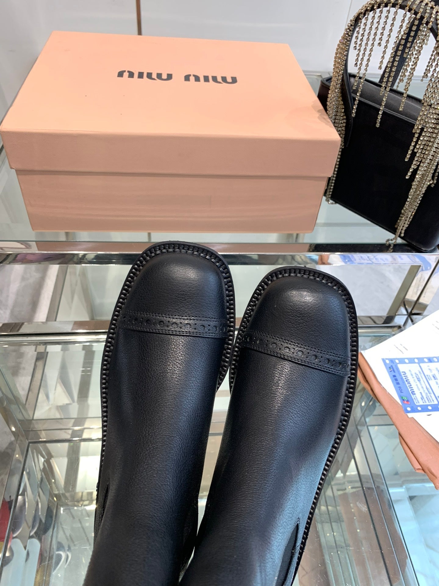 Miu short Boots Black Vegetable Blended Cowhide