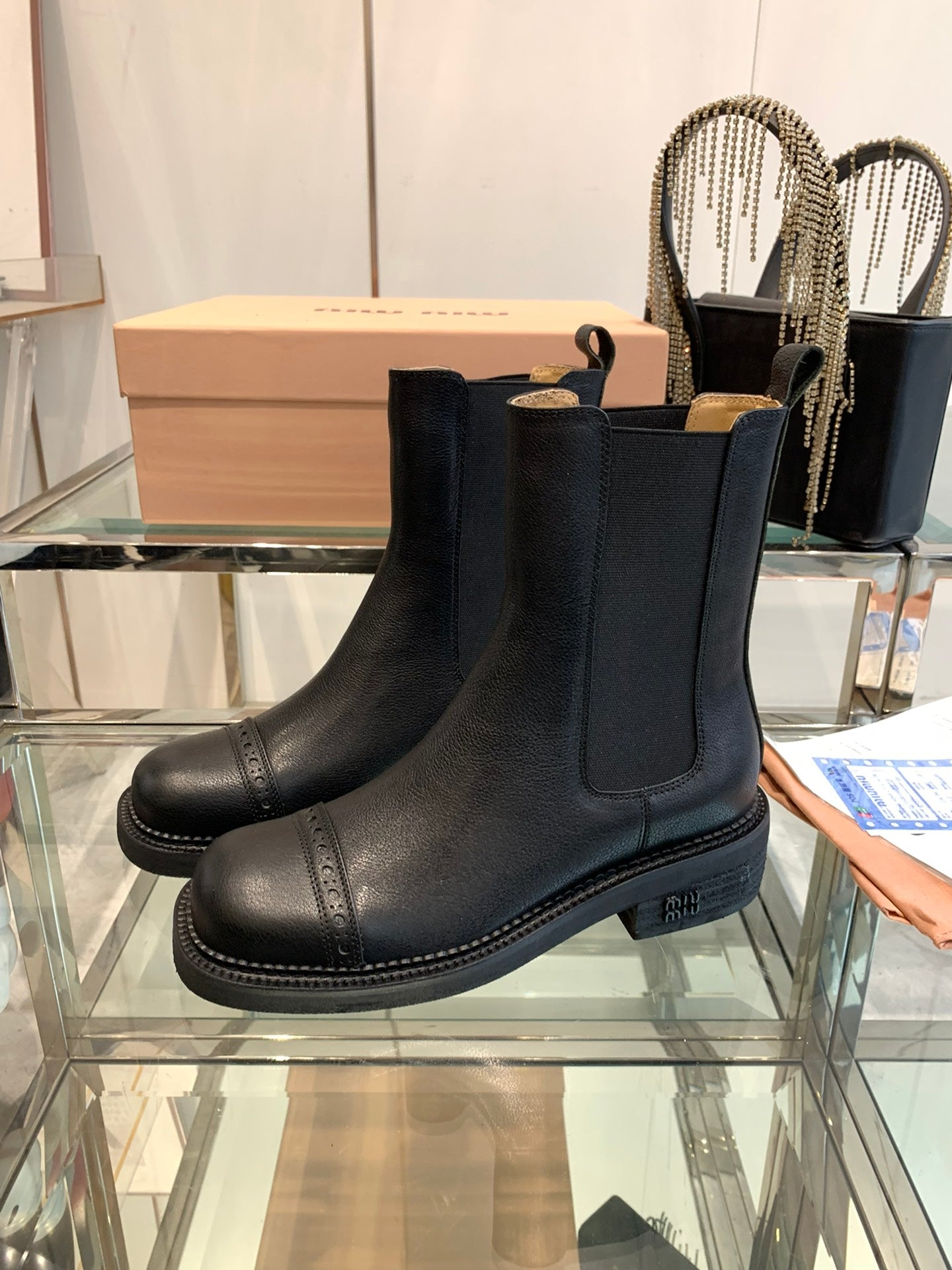 Miu short Boots Black Vegetable Blended Cowhide
