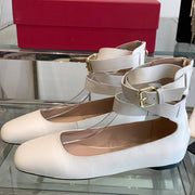 VT 25 Ballerina Ballet Gladiator Flats White Cowhide 292359