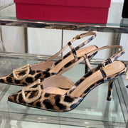 VT 25 High Heels Slingbacks Leopard Pattern Cowhide 292348
