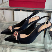 VT 25 High Heels Slingbacks Black Cowhide 292350