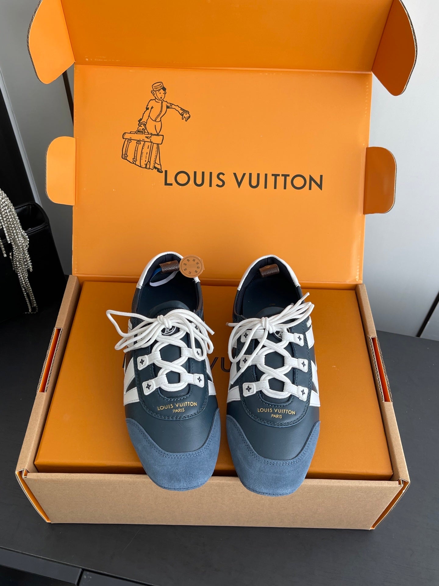 LV 26ss Ballet Sneakers Dark Navy Blue Suede 631477