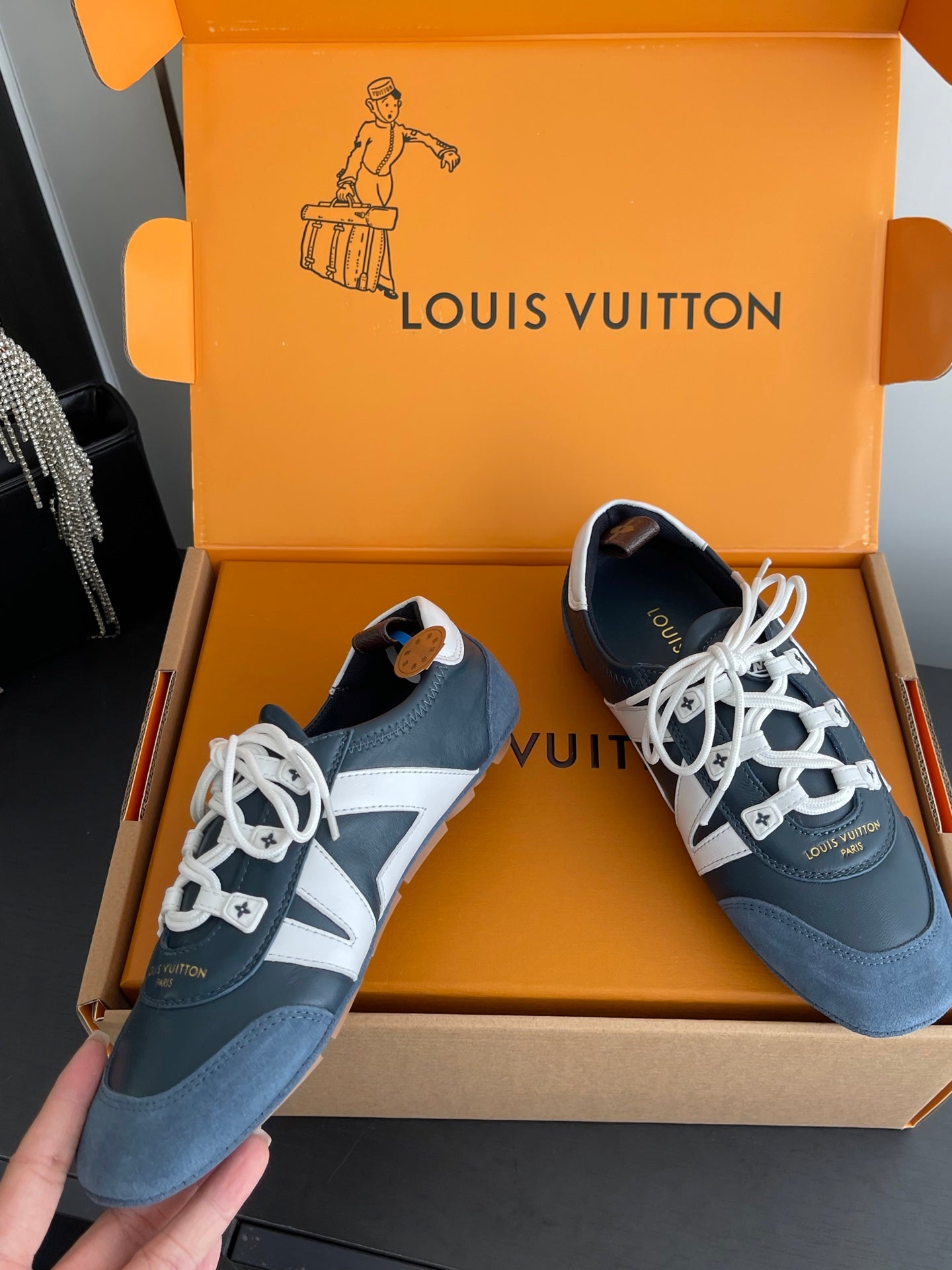 LV 26ss Ballet Sneakers Dark Navy Blue Suede 631477