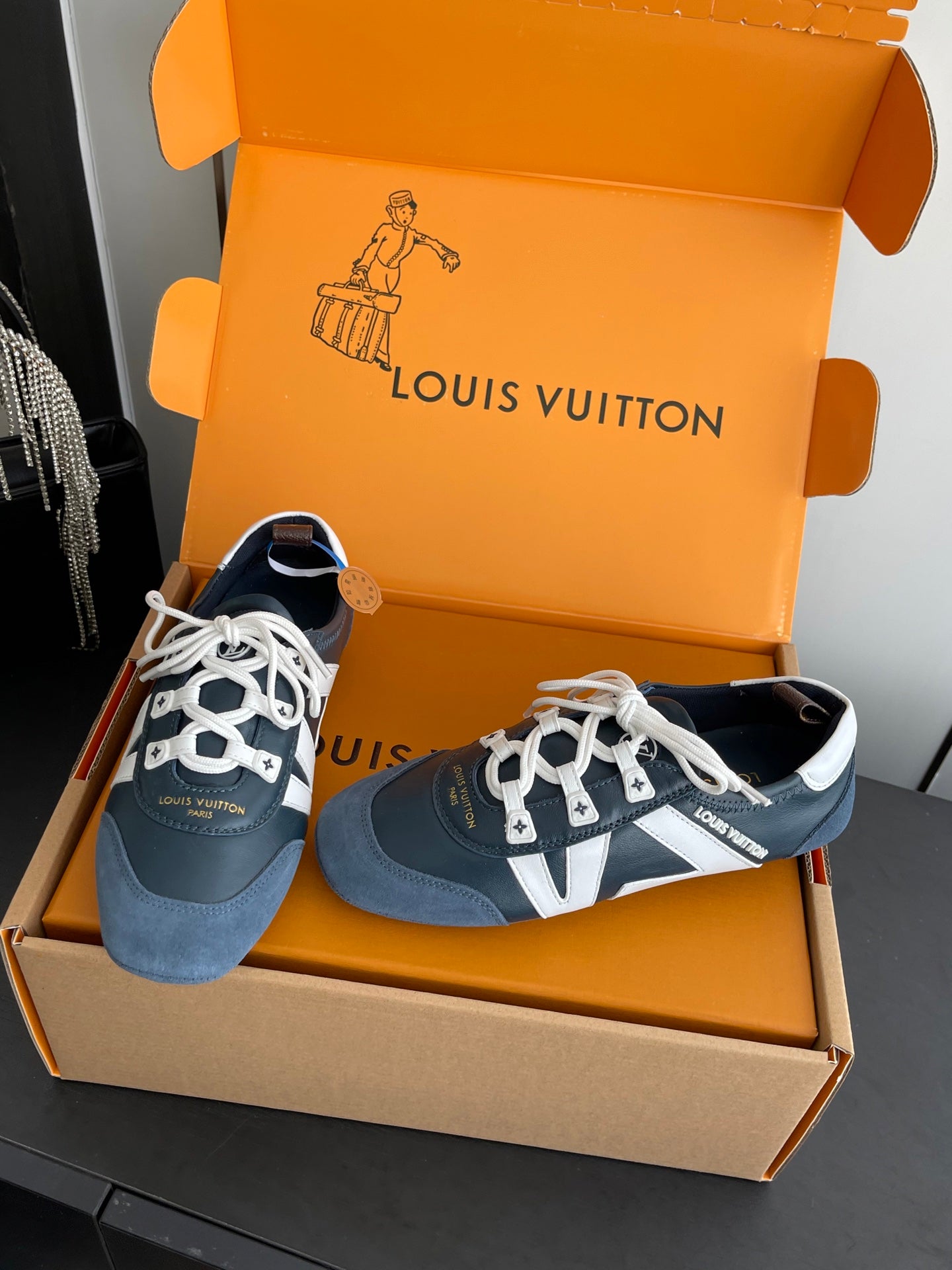 LV 26ss Ballet Sneakers Dark Navy Blue Suede 631477