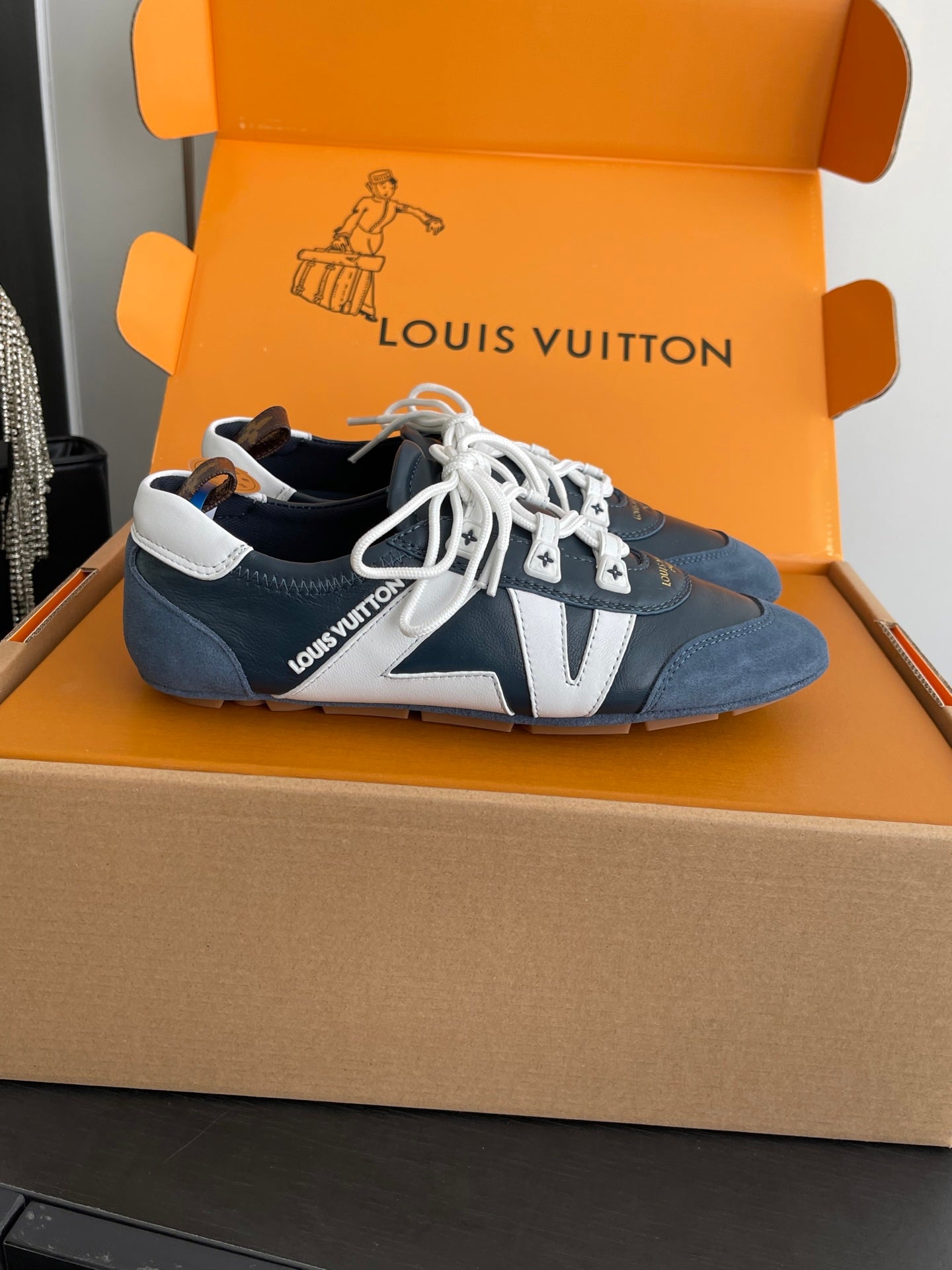 LV 26ss Ballet Sneakers Dark Navy Blue Suede 631477