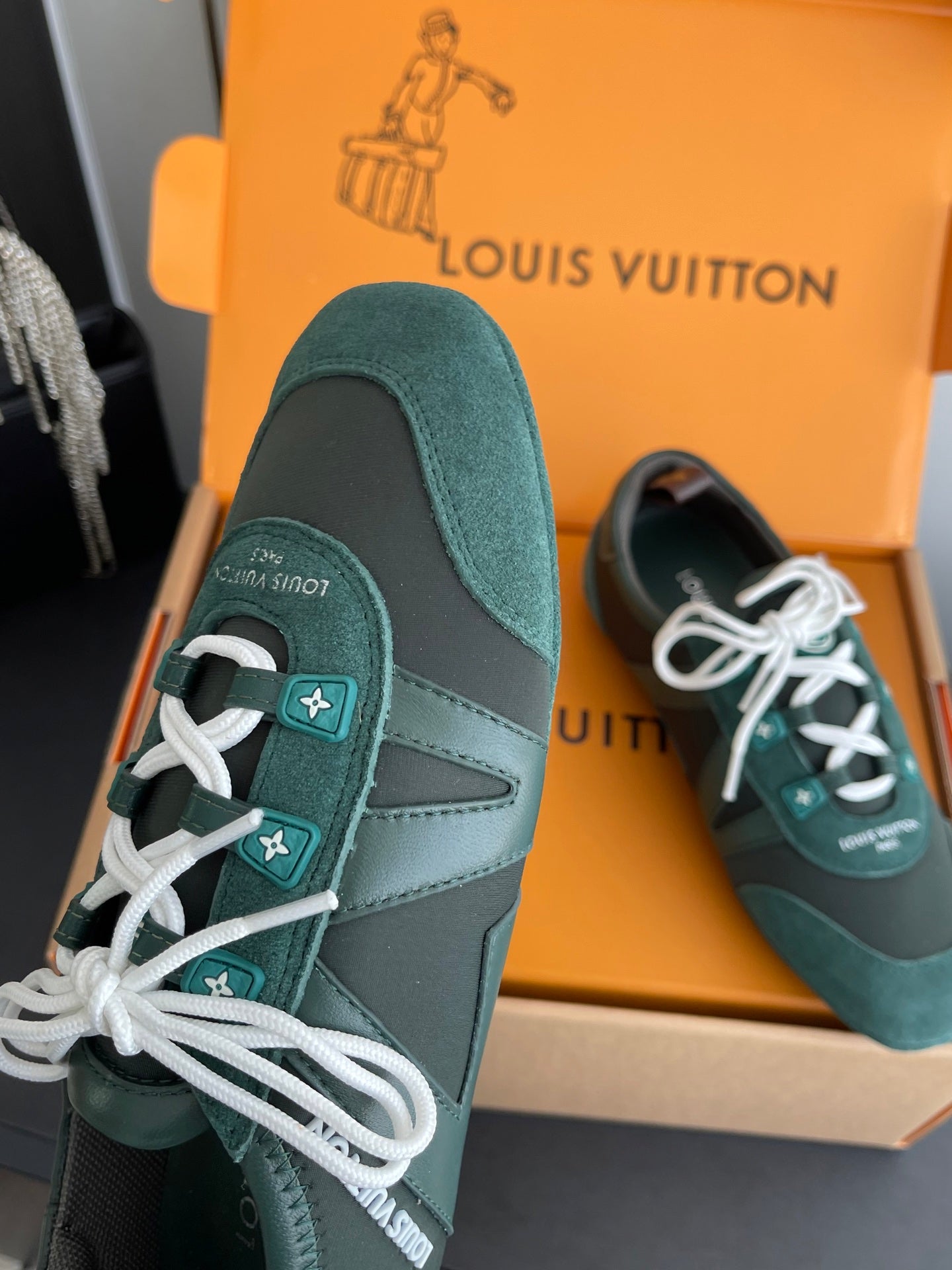 LV 26ss Ballet Sneakers Forest Green Cowhide Suede 631479