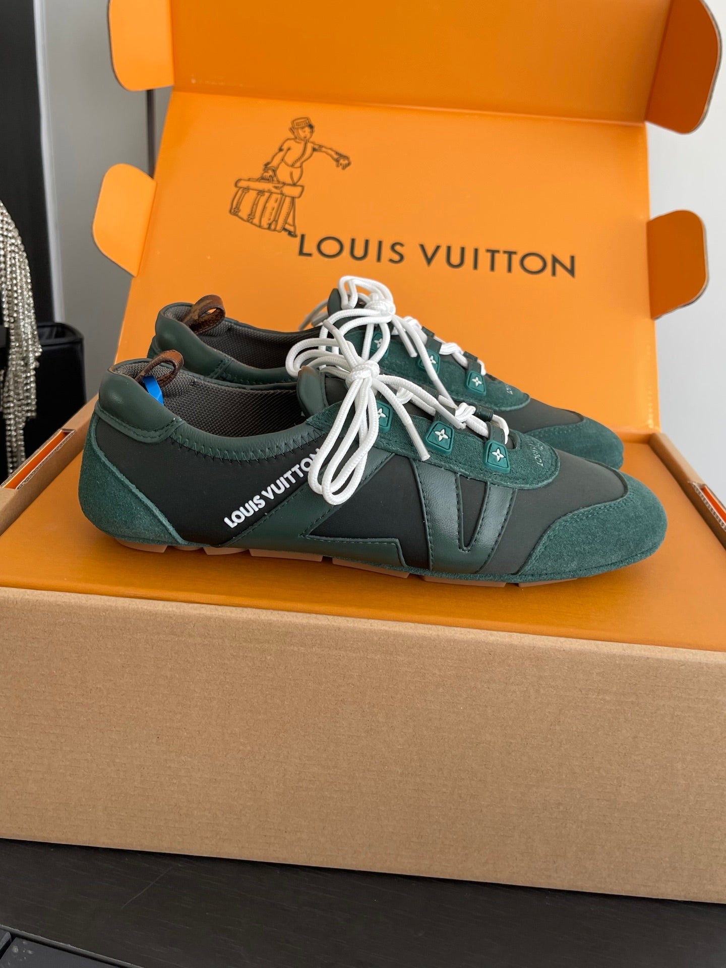 LV 26ss Ballet Sneakers Forest Green Cowhide Suede 631479