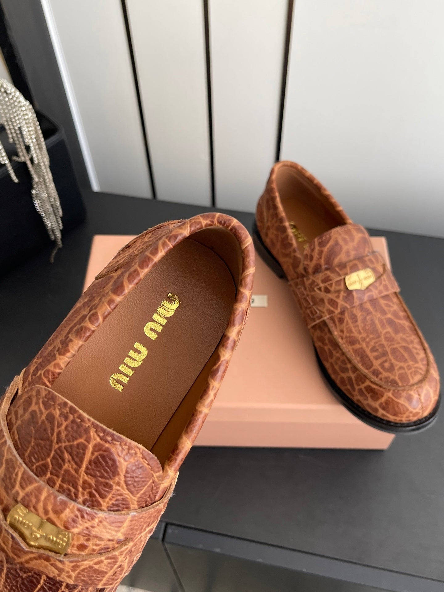 MIU 26 Casual Loafers Brown Calfskin 631627