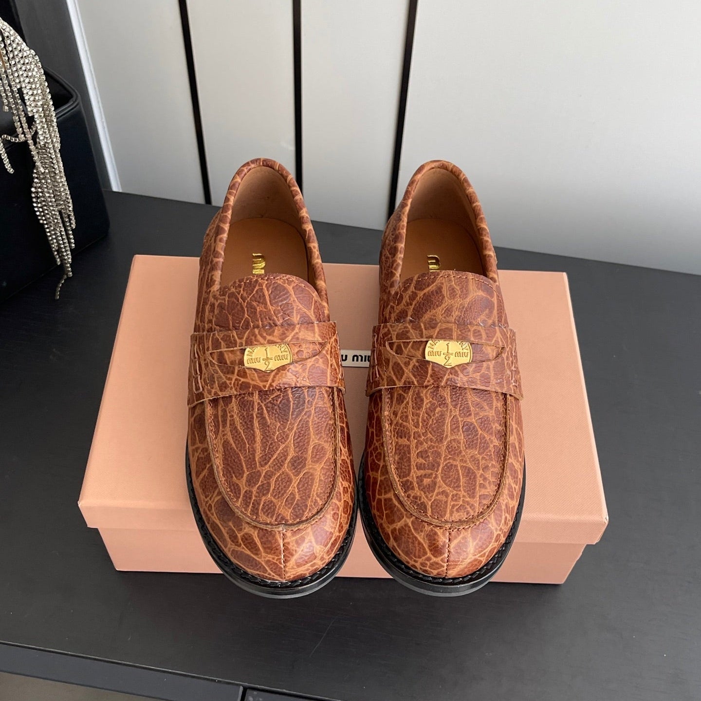 MIU 26 Casual Loafers Brown Calfskin 631627