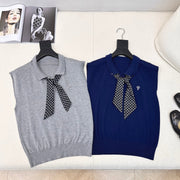CD 25 Scarf Sleeveless Knitted Vest Silk Wool polyester