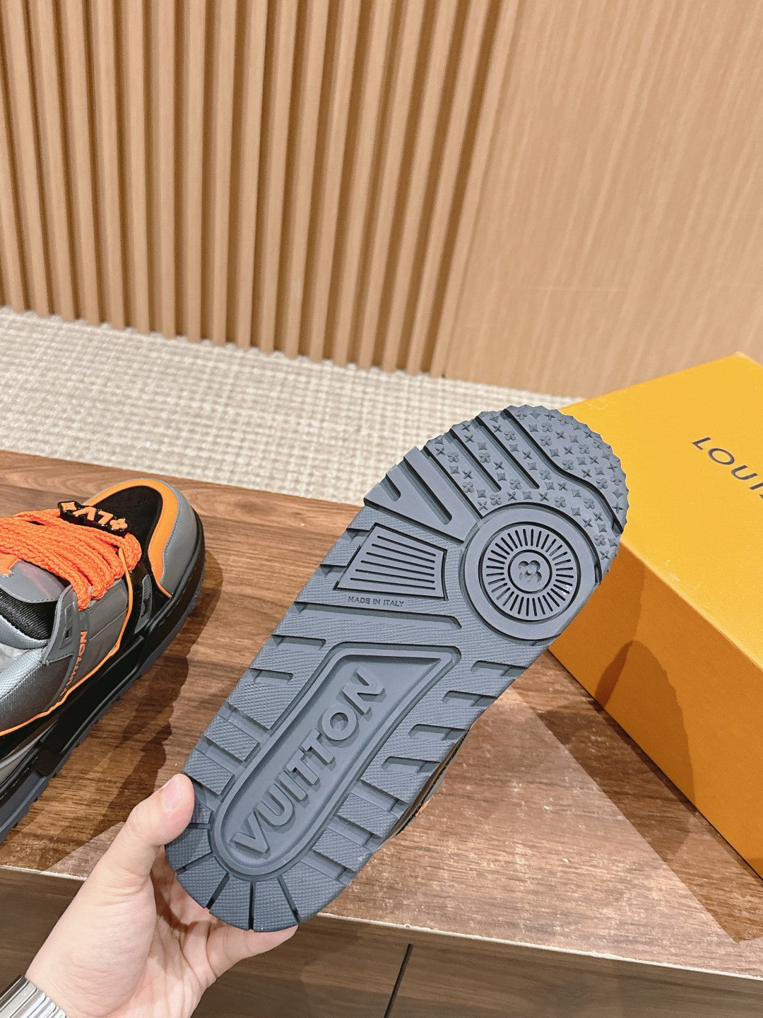 LV Trainer Maxi Sneaker Gray Mix Orange Calfskin