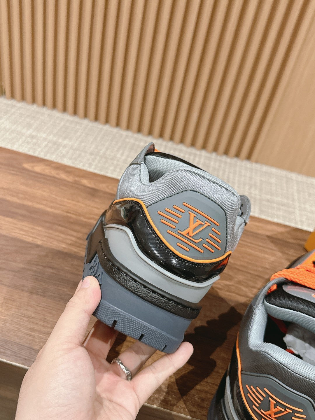 LV Trainer Maxi Sneaker Gray Mix Orange Calfskin
