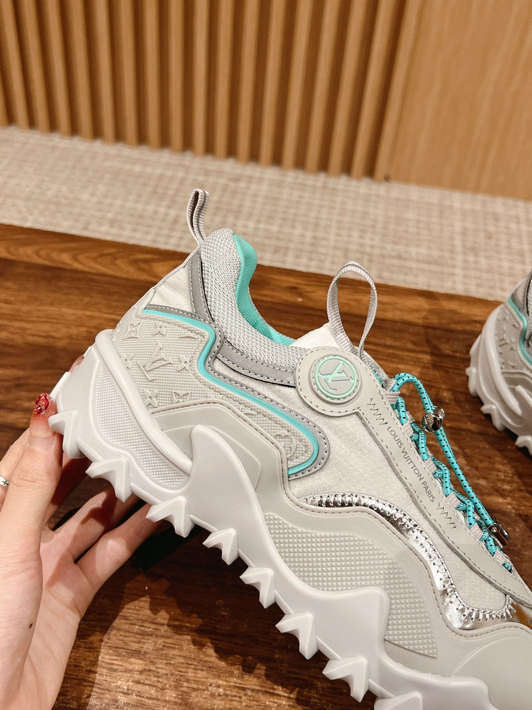 LV Rush Sneaker White Mix Green Cowhide