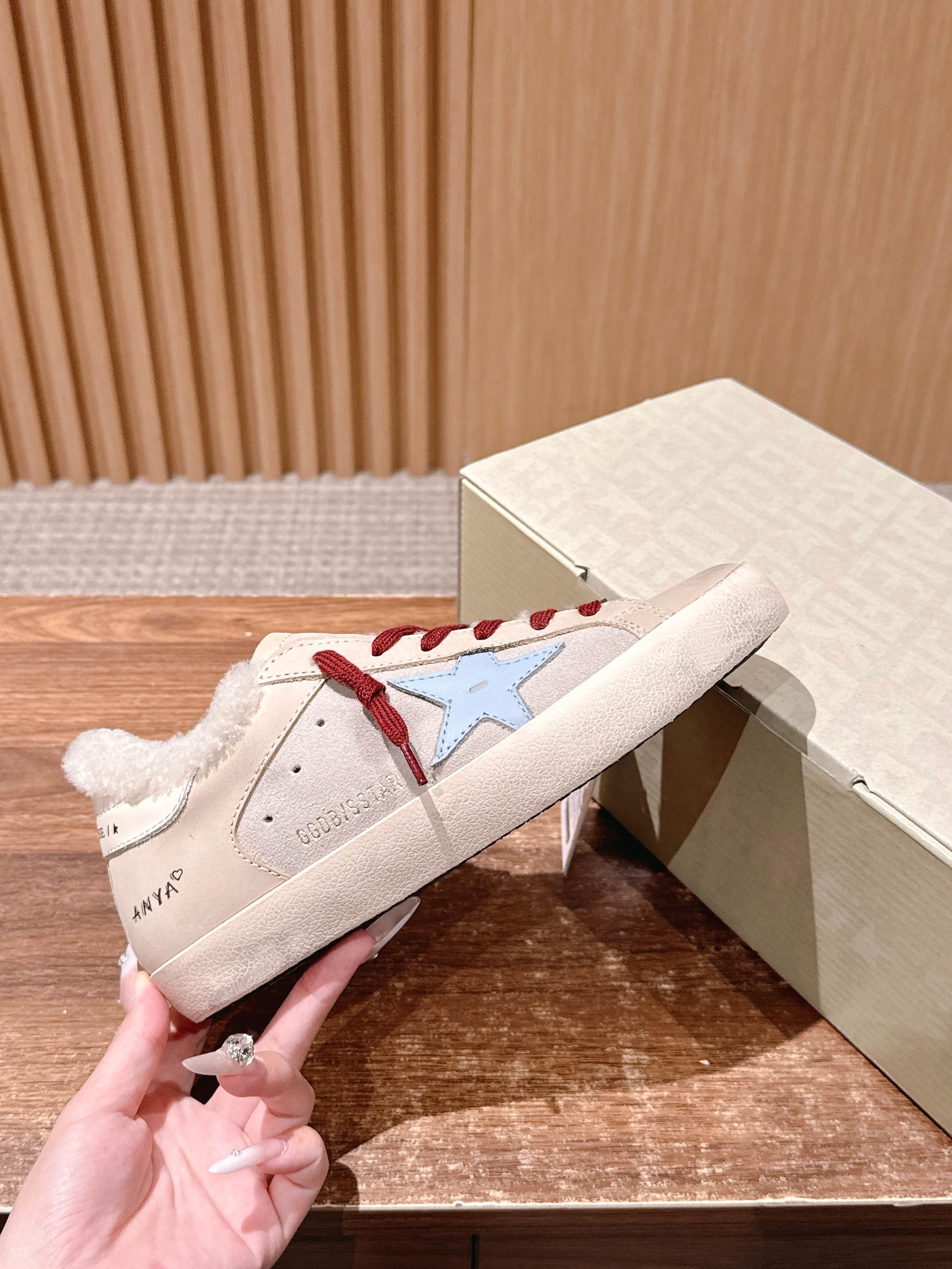 Golden Goose 2025 Wool-Lined Dirty Sneaker Beige Red mix Blue Suede 444267