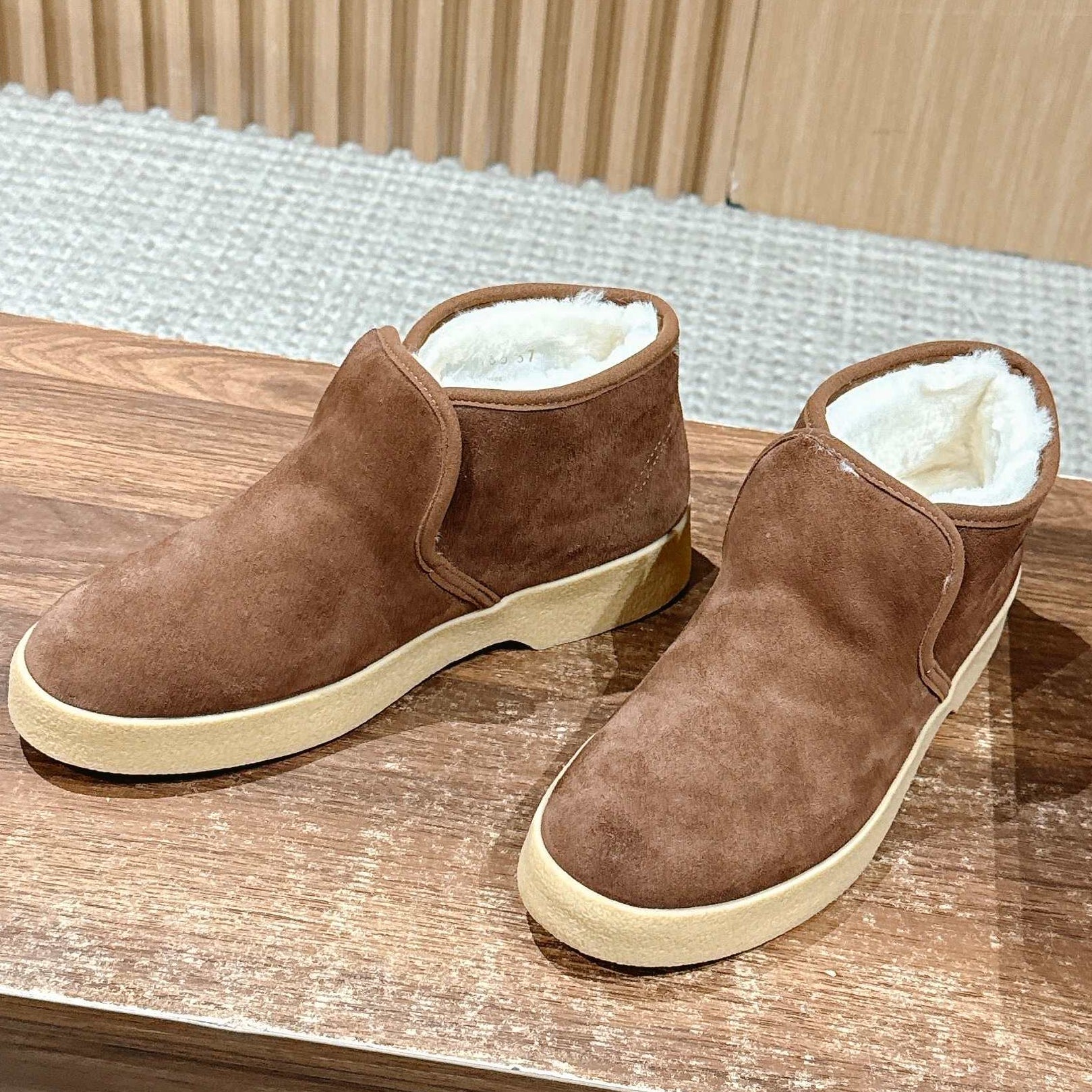 Miumiu 25 Slip-on Boot Brown Mix White Suede Wool 553705