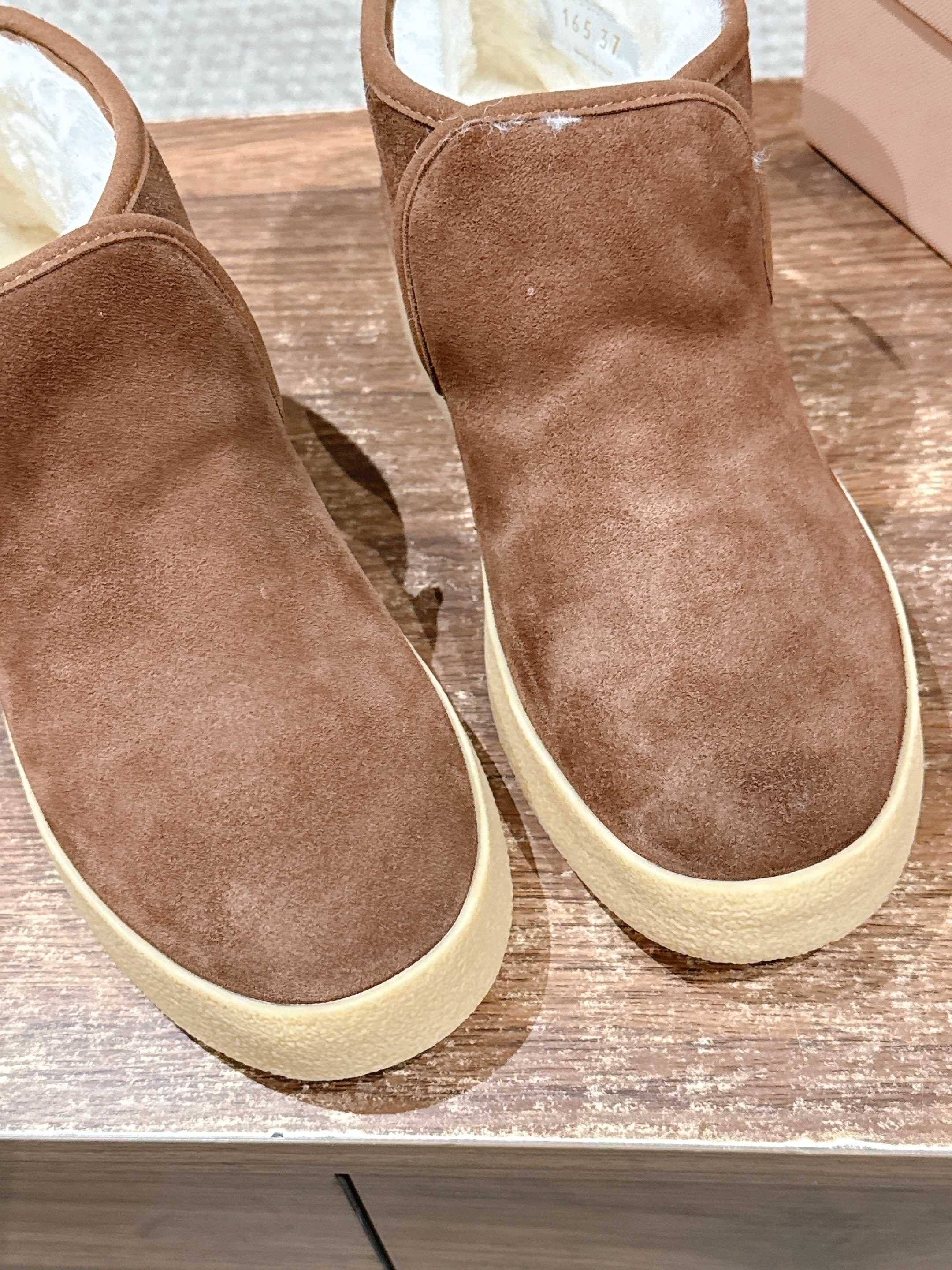Miumiu 25 Slip-on Boot Brown Mix White Suede Wool 553705