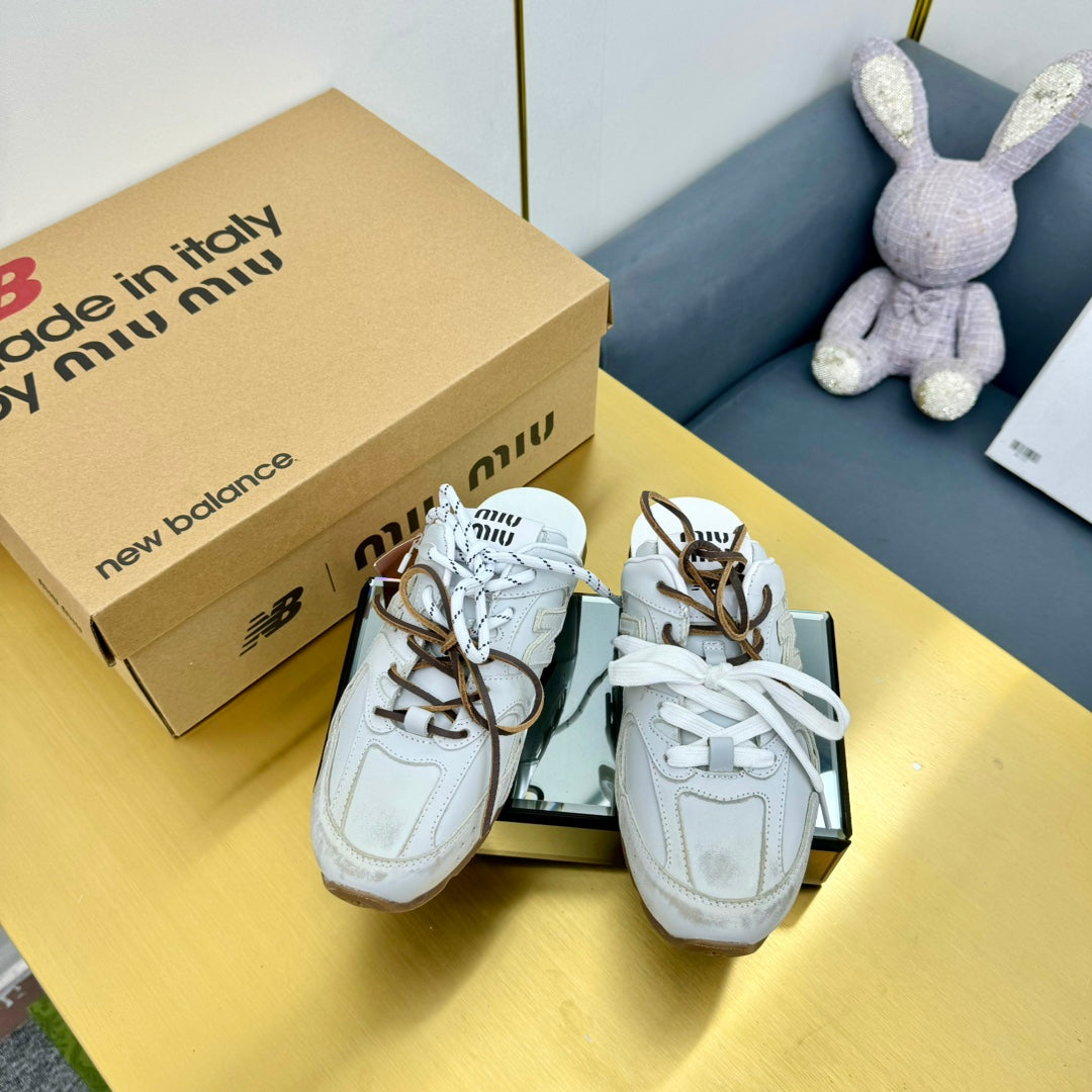 Miu x NB 530 SL Mules White Leather 855113