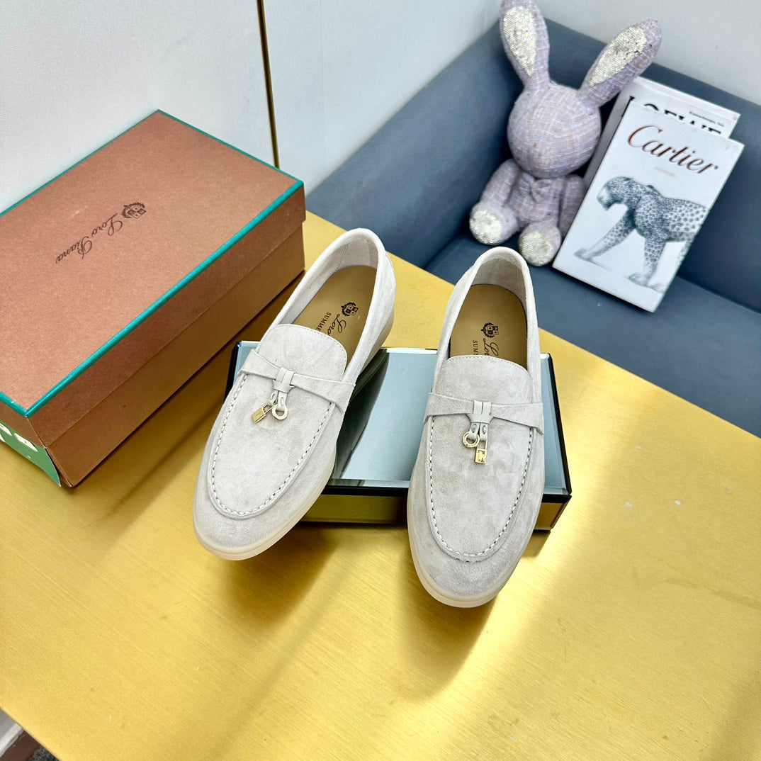 LP Summer Charms Walk Loafers White Suede  994496