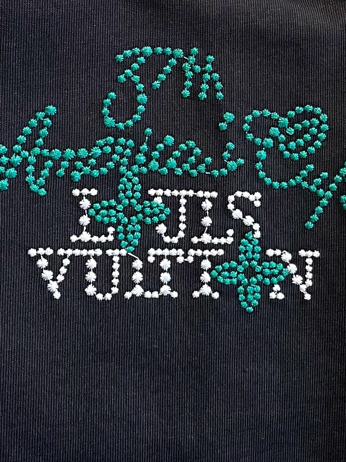 LV T-SHIRT IN BLACK EMBROIDERED LOGO PURE COTTON 238776