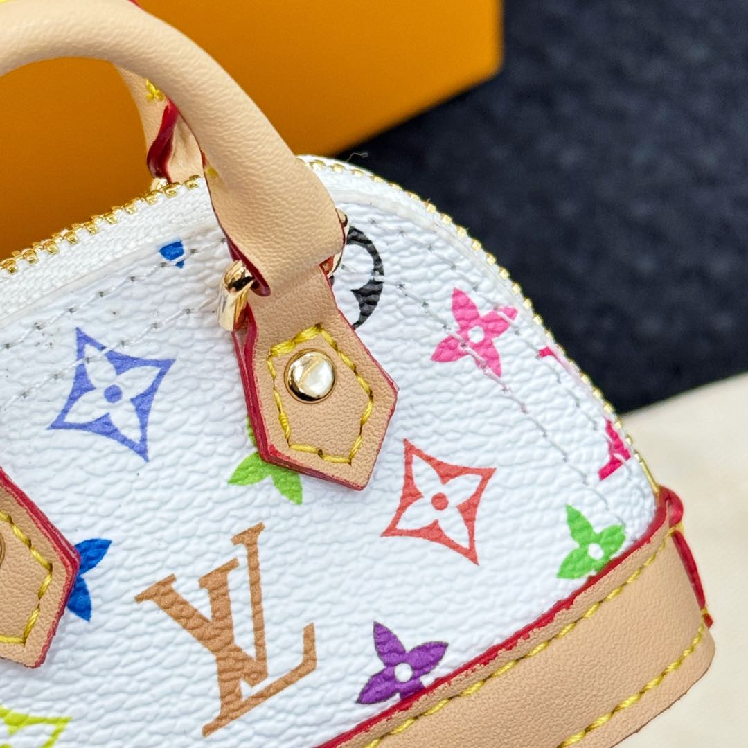 LV Alma Bag Charm White mix Colors Cowhide