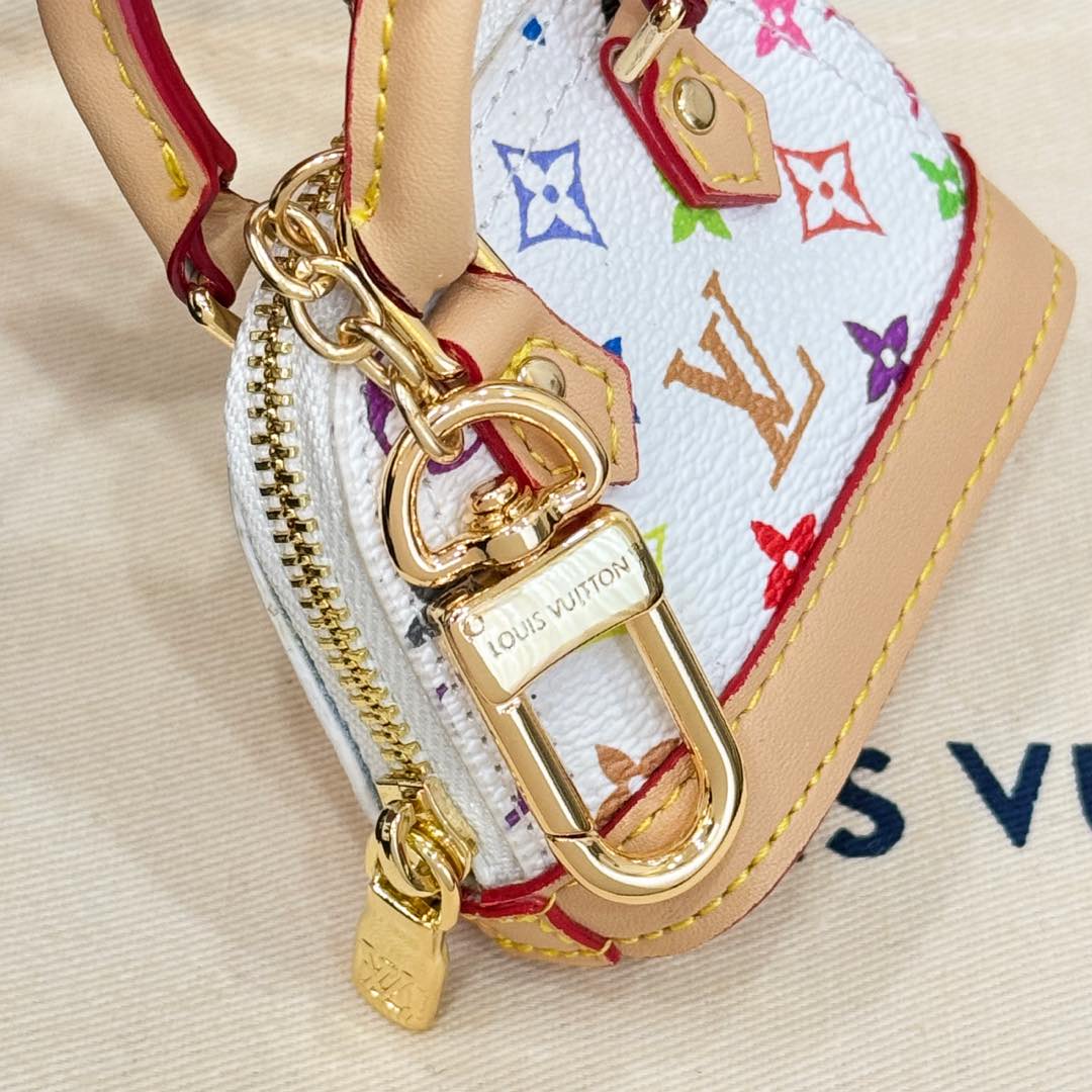 LV Alma Bag Charm White mix Colors Cowhide