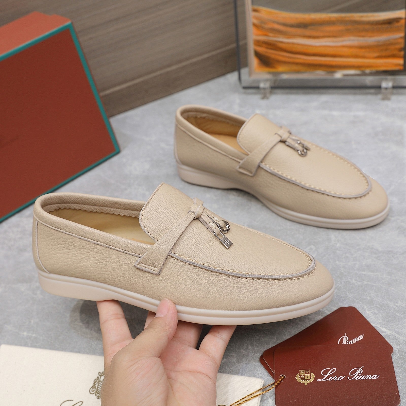LP SUMMER CHARMS WALK LOAFERS BEIGE LAMBSKIN