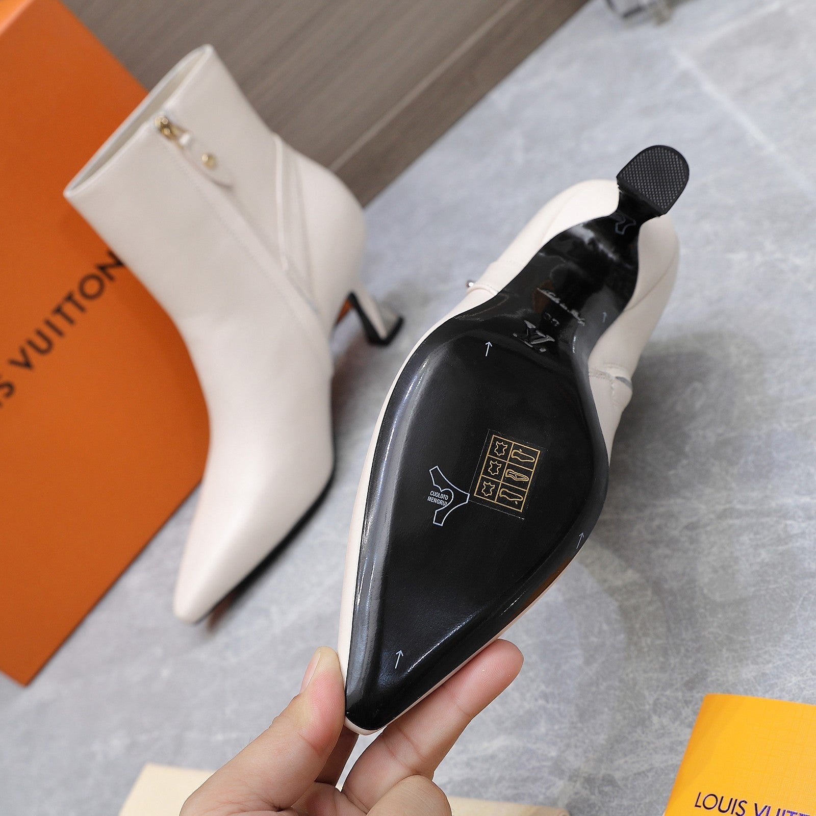 LV Sparkle Ankle Boots 70mm White Cowhide