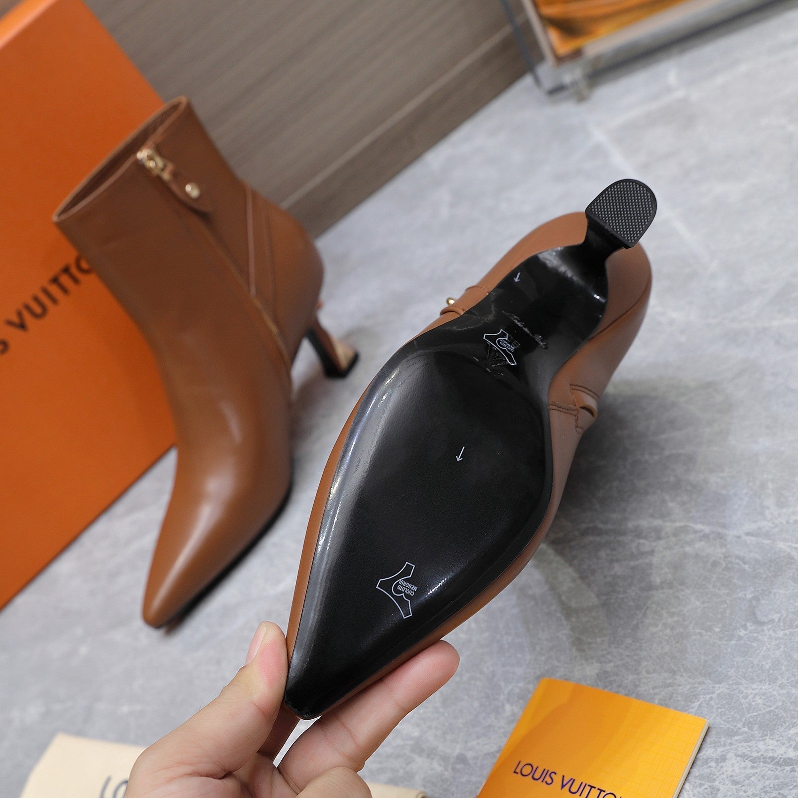 LV Sparkle Ankle Boots 70mm Brown Cowhide