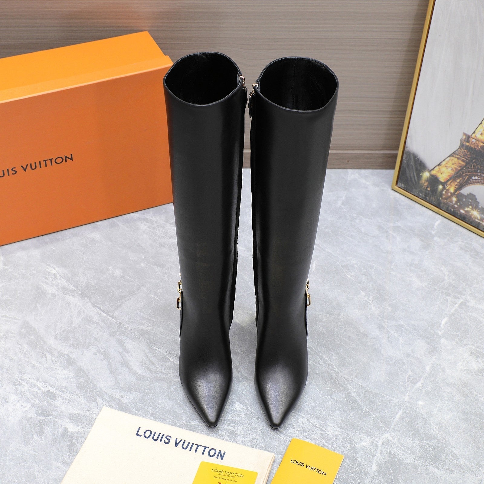 LV Sparkle High Boot 100mm Black Cowhide