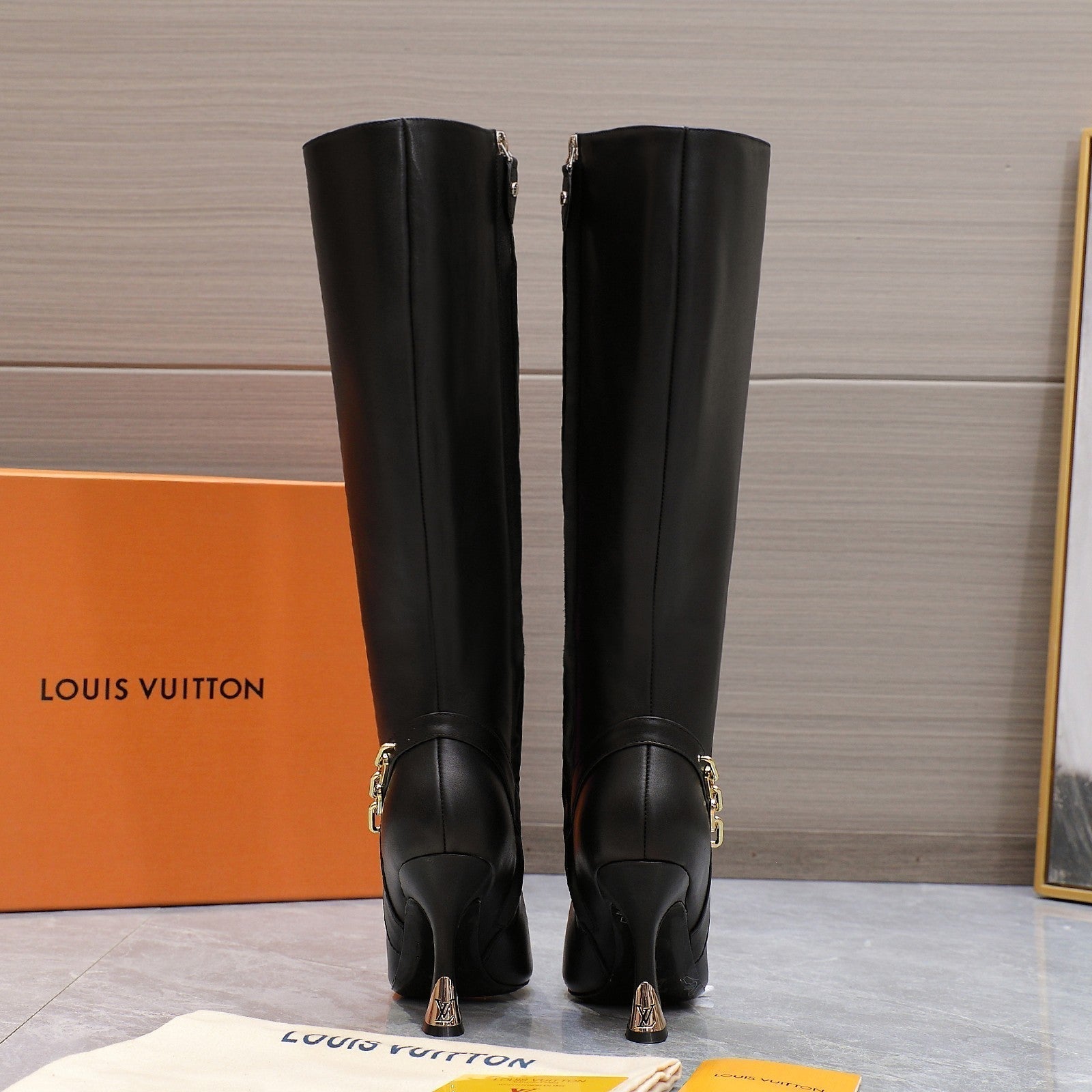 LV Sparkle High Boot 100mm Black Cowhide