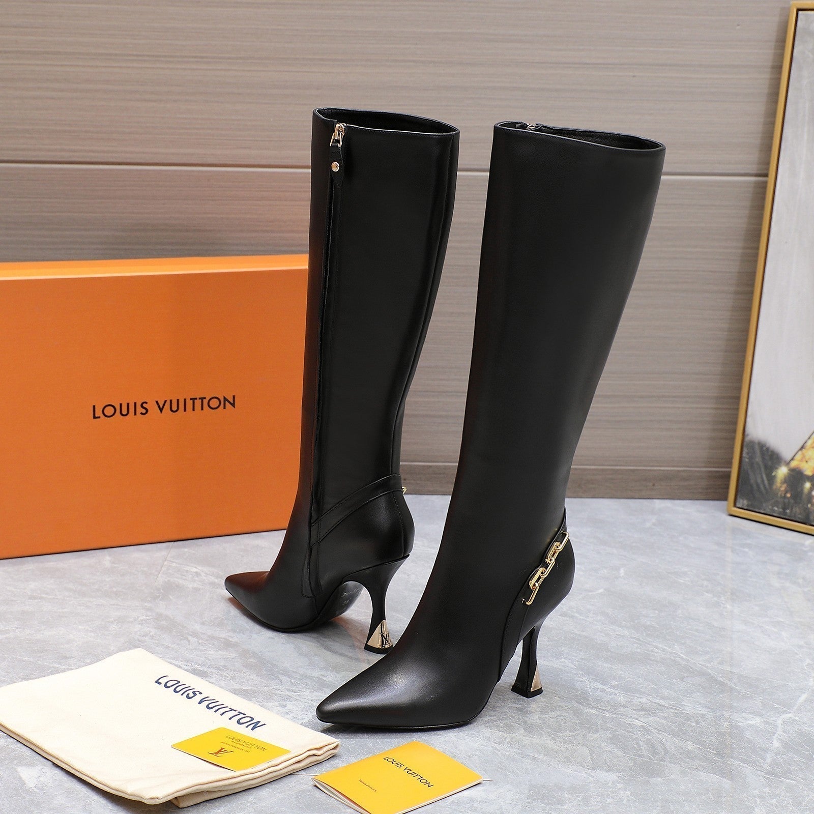 LV Sparkle High Boot 100mm Black Cowhide