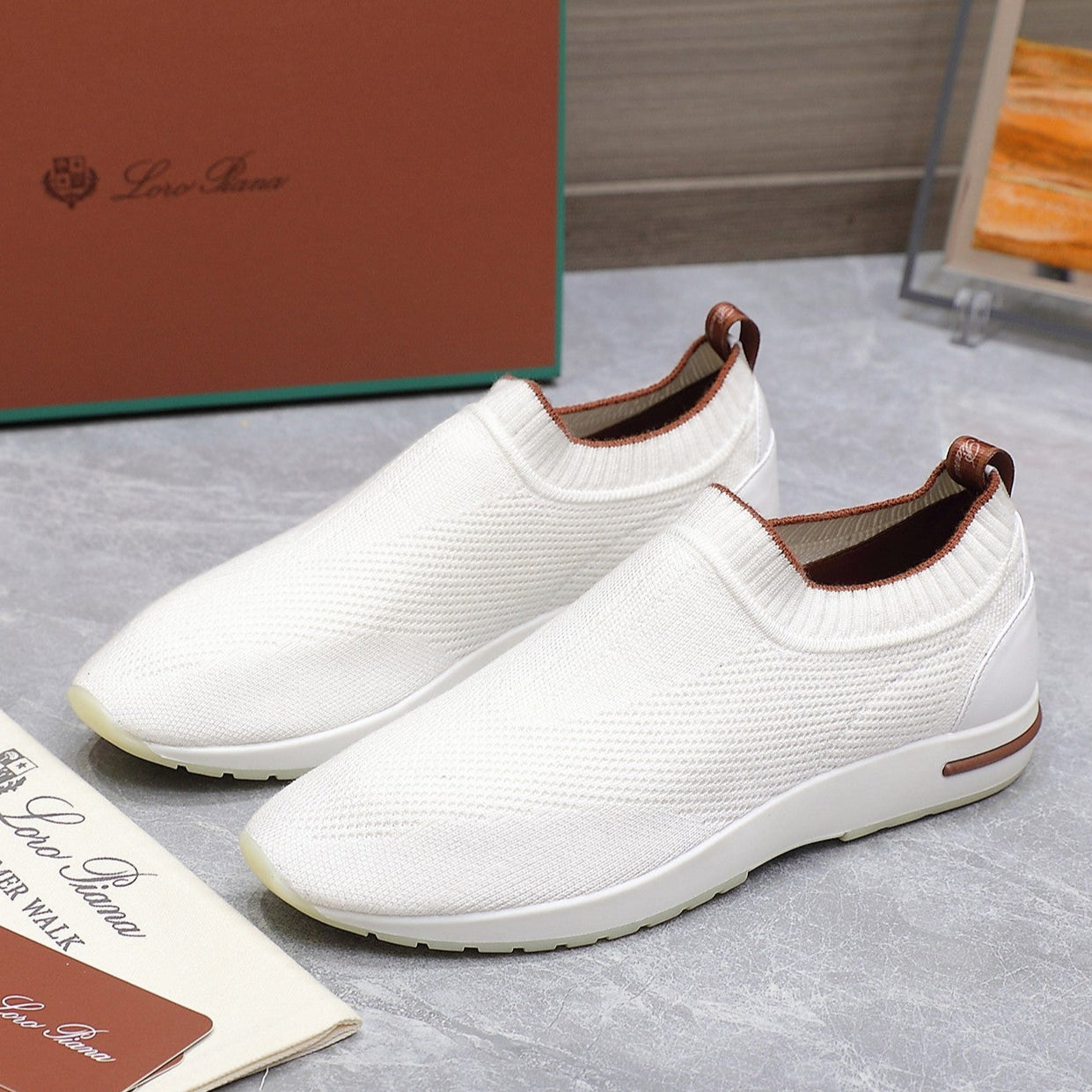 LP lady Flexy Walk Sneaker White Wool And Calfskin 310444