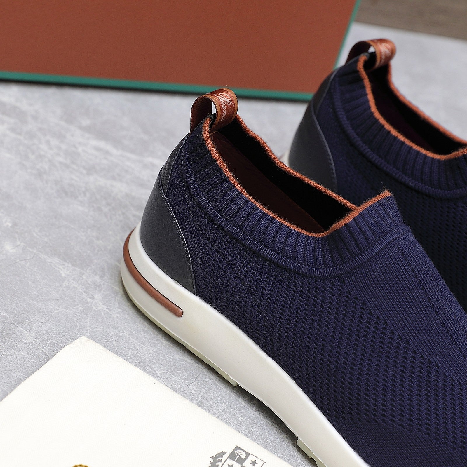 LP lady Flexy Walk Sneaker Navy Blue Wool And Calfskin 310445