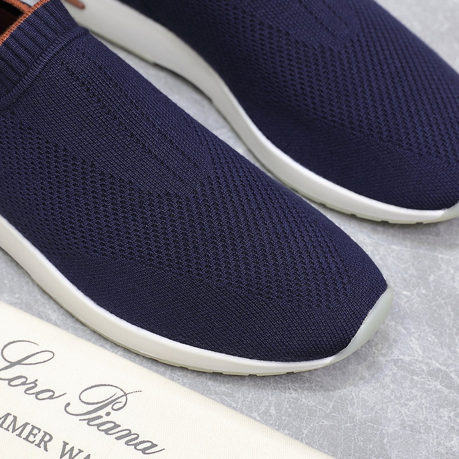 LP lady Flexy Walk Sneaker Navy Blue Wool And Calfskin 310445