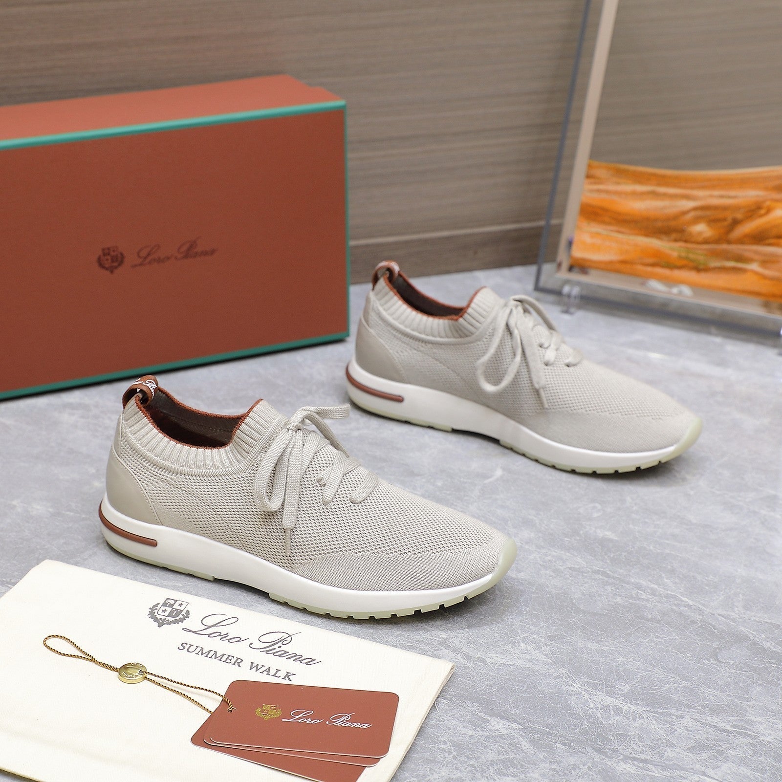 LP lady Flexy Walk  Sneaker Power Pearl mix Orange Wool And Calfskin 310447