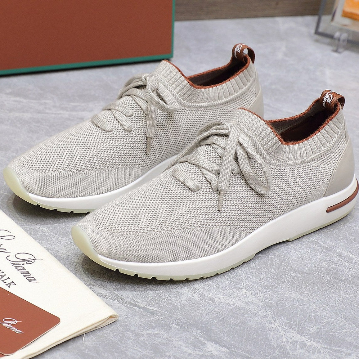 LP lady Flexy Walk  Sneaker Power Pearl mix Orange Wool And Calfskin 310447