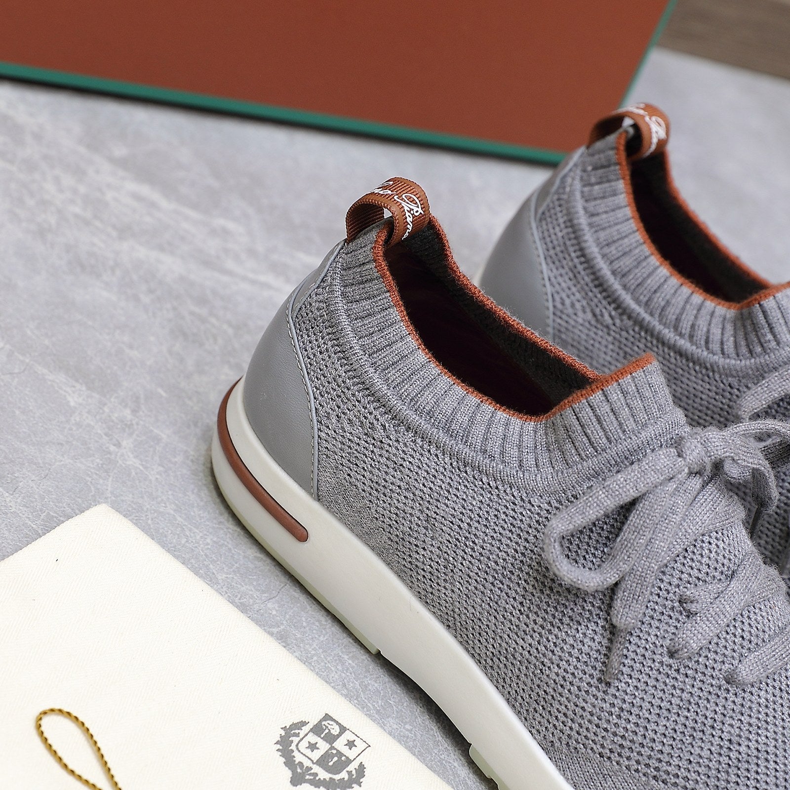 LP lady Flexy Walk  Sneaker Gray mix Orange Wool And Calfskin 310448