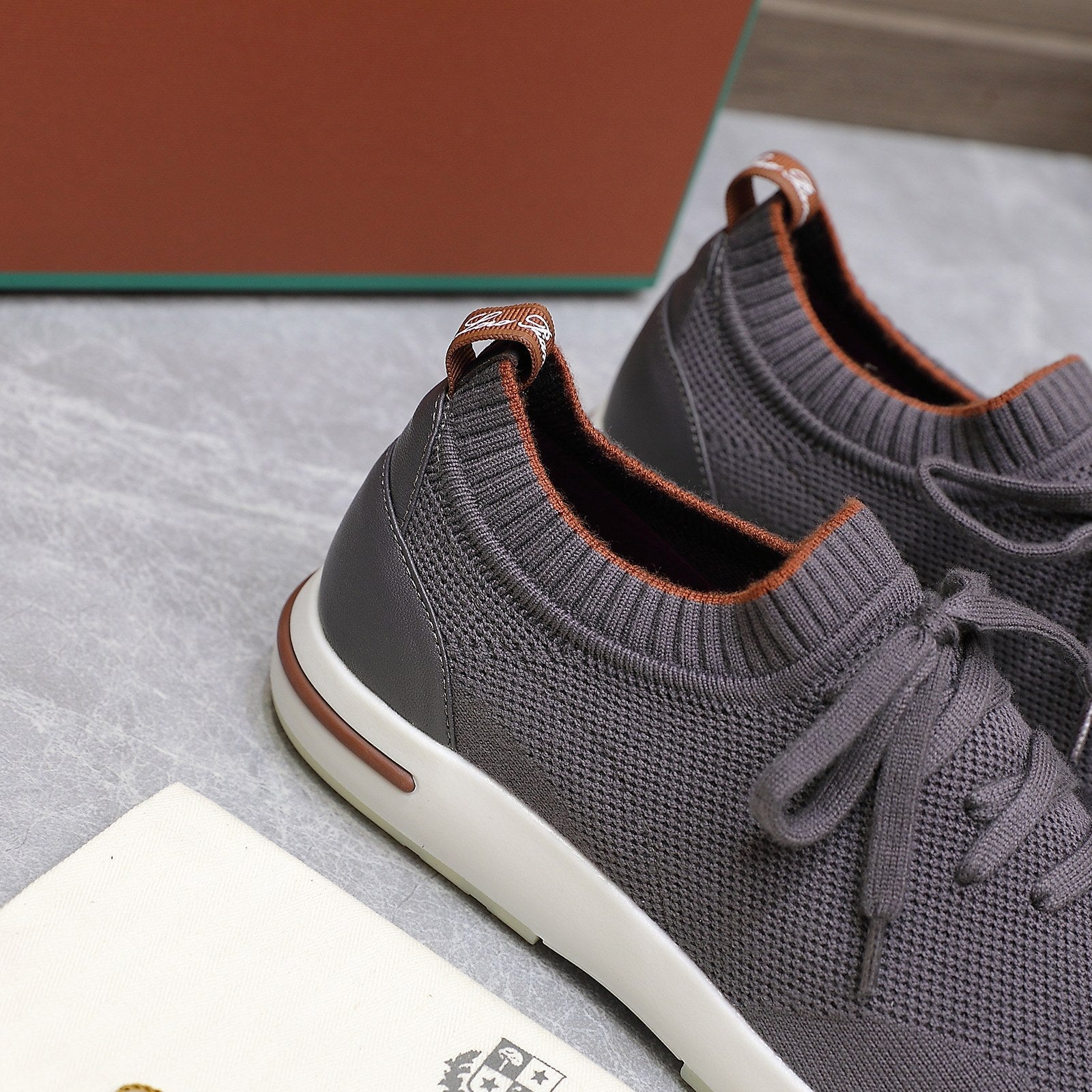 LP lady Flexy Walk  Sneaker Dark Gray Wool And Calfskin 310449