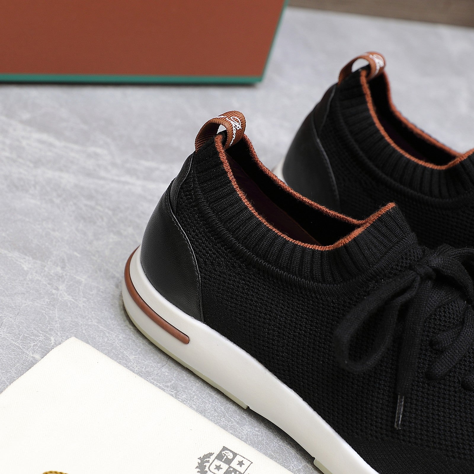 LP lady Flexy Walk  Sneaker Black mix Orange Wool And Calfskin 310451